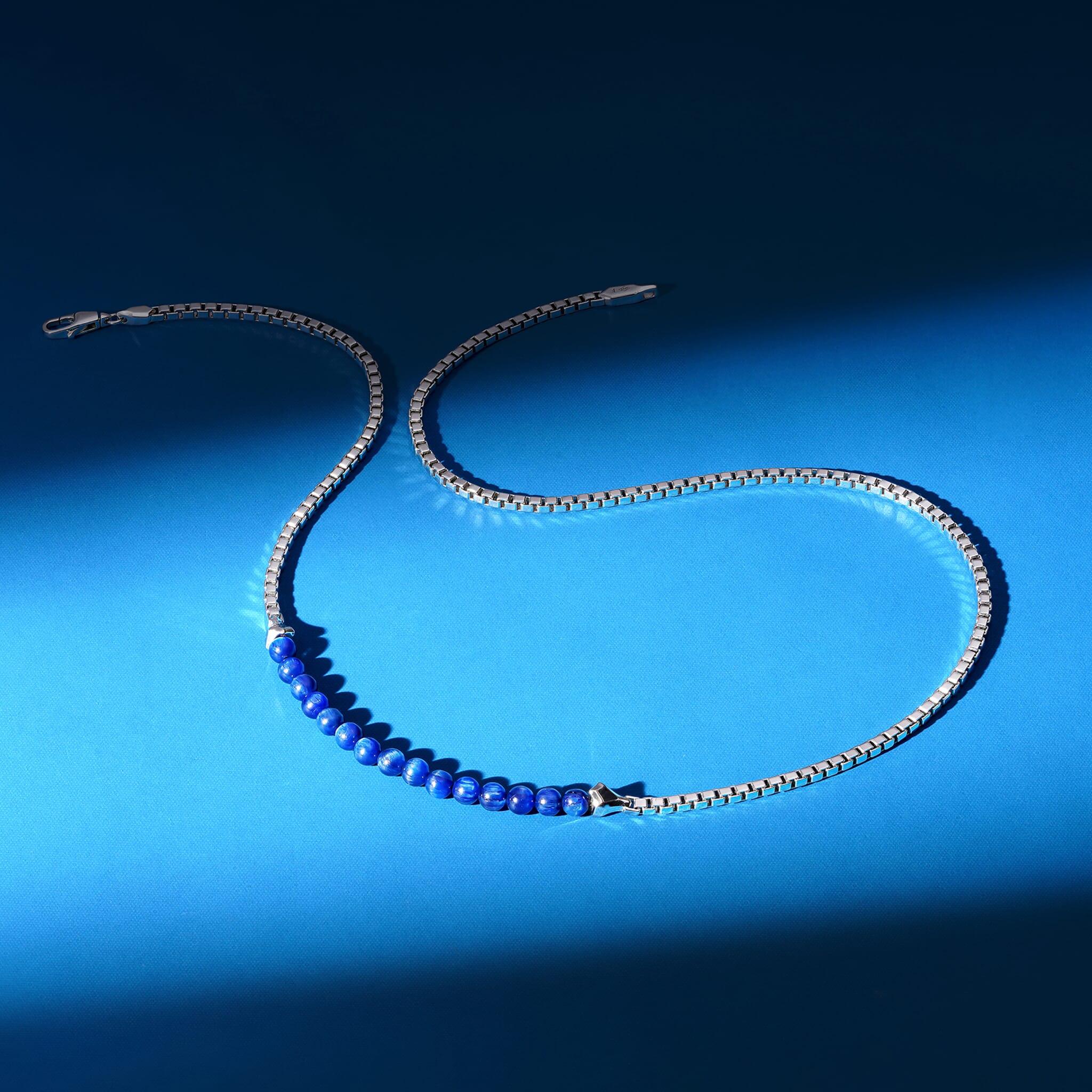 純銀 藍晶石 盒鏈條項鍊 - AWNL Taiwan