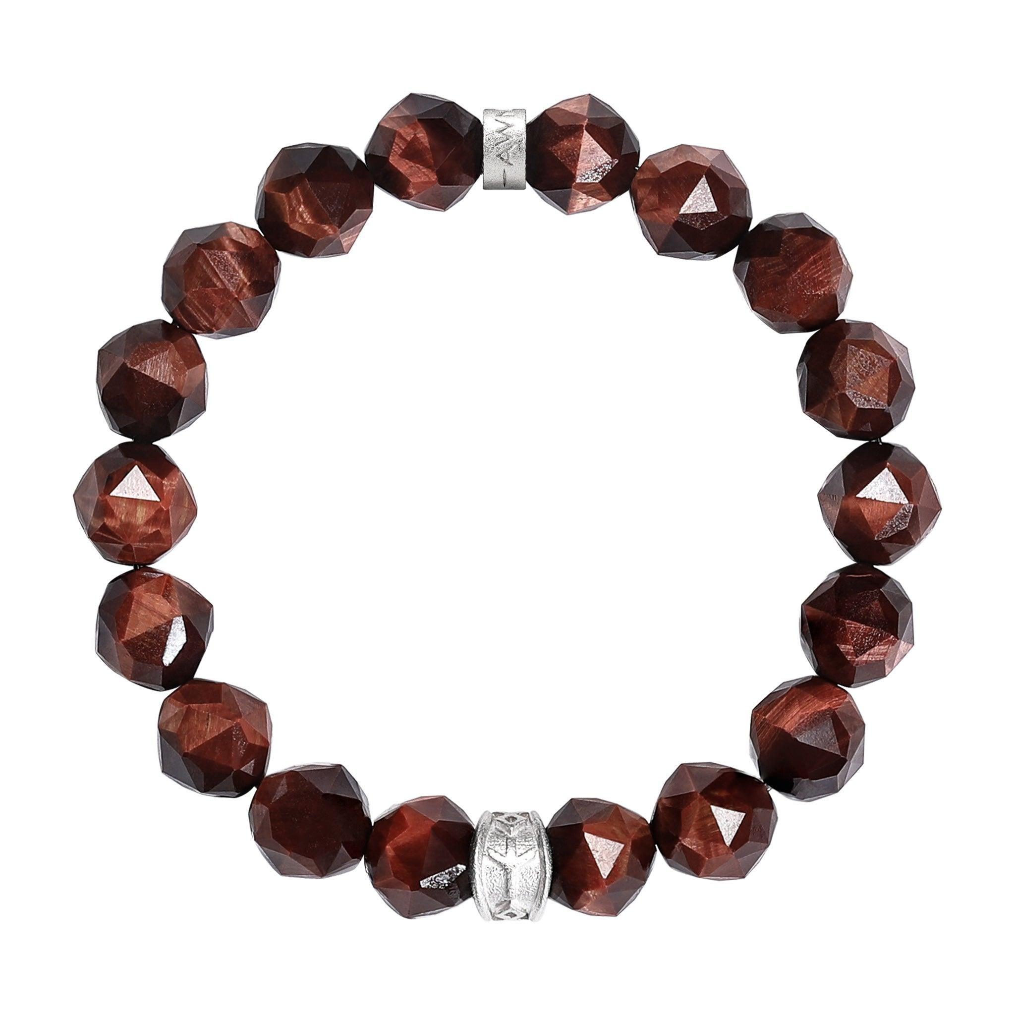 AWNL 瑞典珠寶 天然晶石 維京 盧恩符文 紅虎眼 男士手鍊 晶石手鍊