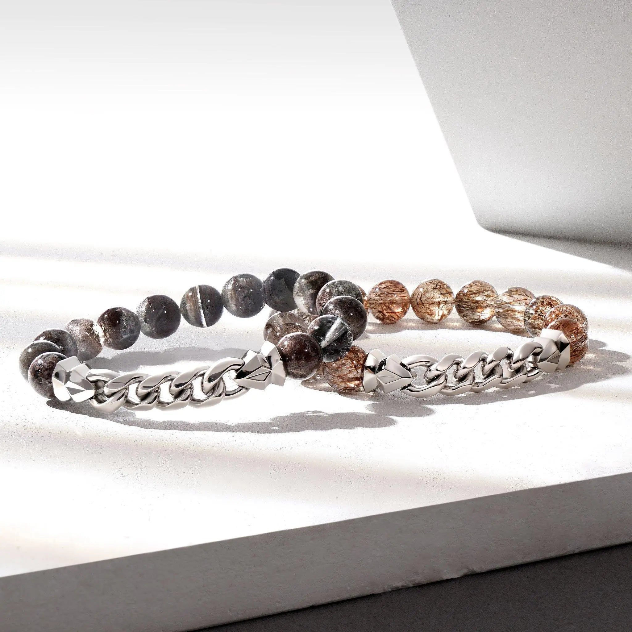 綠幽靈 古巴銀鏈 男士手鍊 - AWNL Taiwan