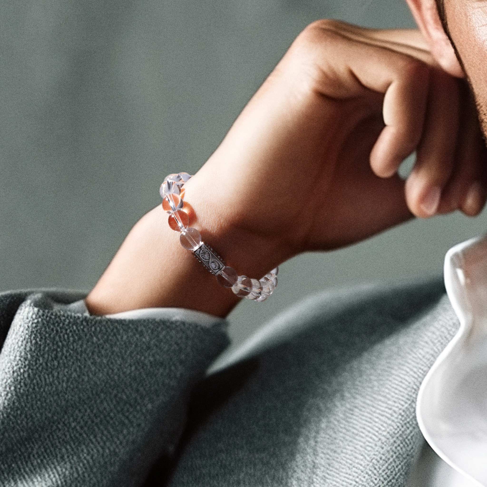 白水晶 銜尾蛇 男士手鍊 - AWNL Taiwan