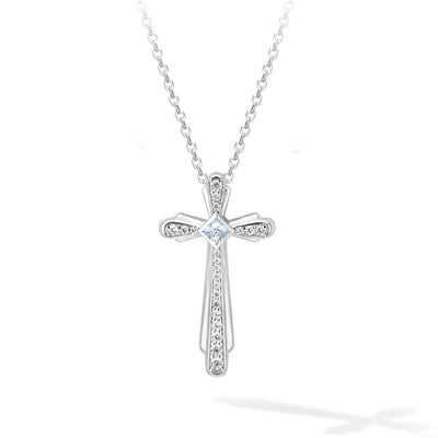 海藍寶石 三月誕生石 十字架 女士項鍊