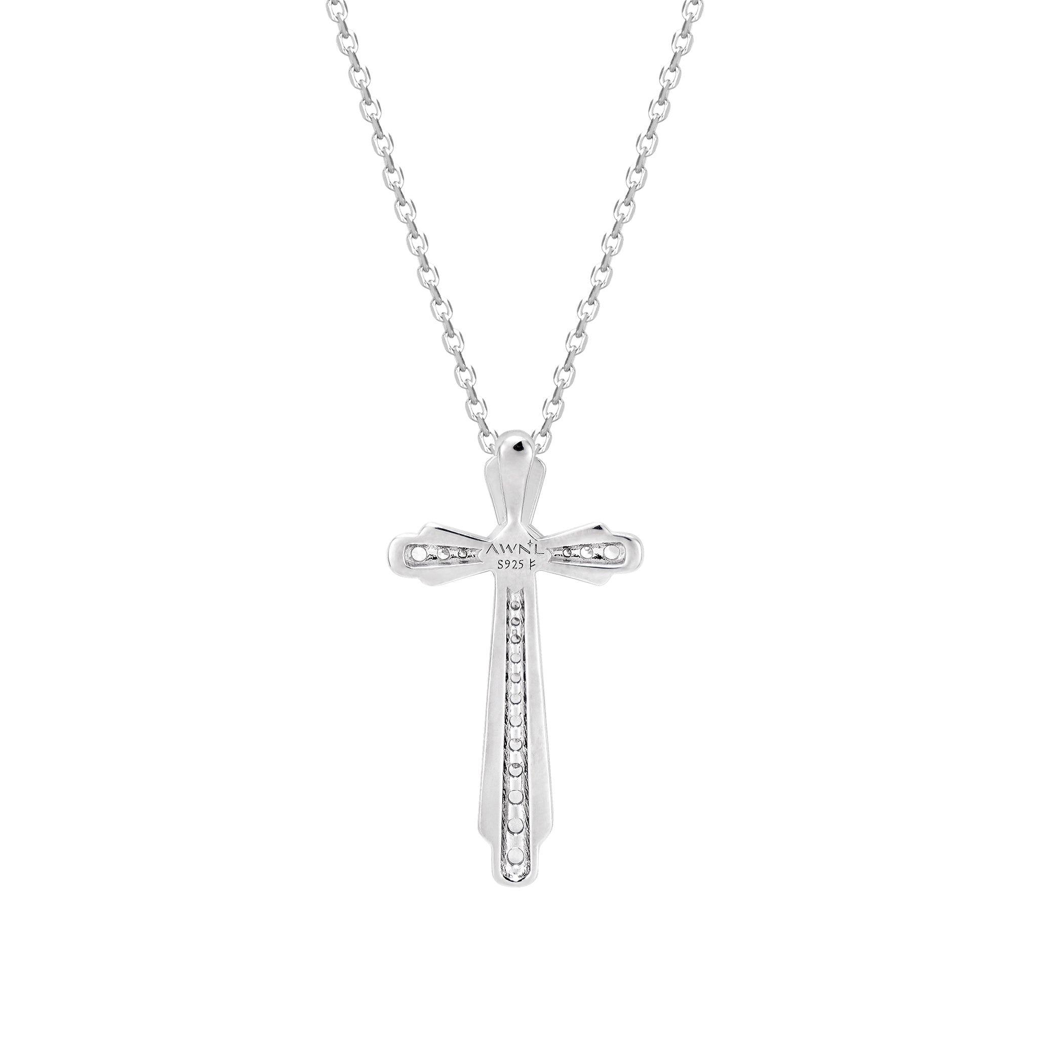 海藍寶石 三月誕生石 十字架 女士項鍊 - AWNL Taiwan