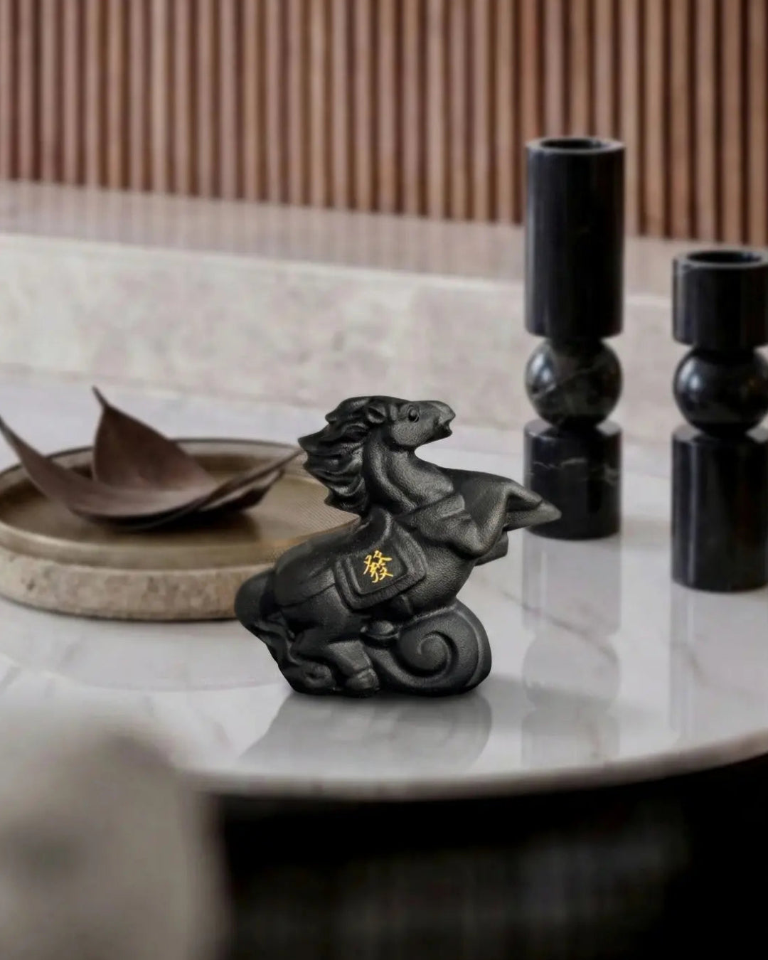 黑曜石 財富馬 擺件 - AWNL Taiwan