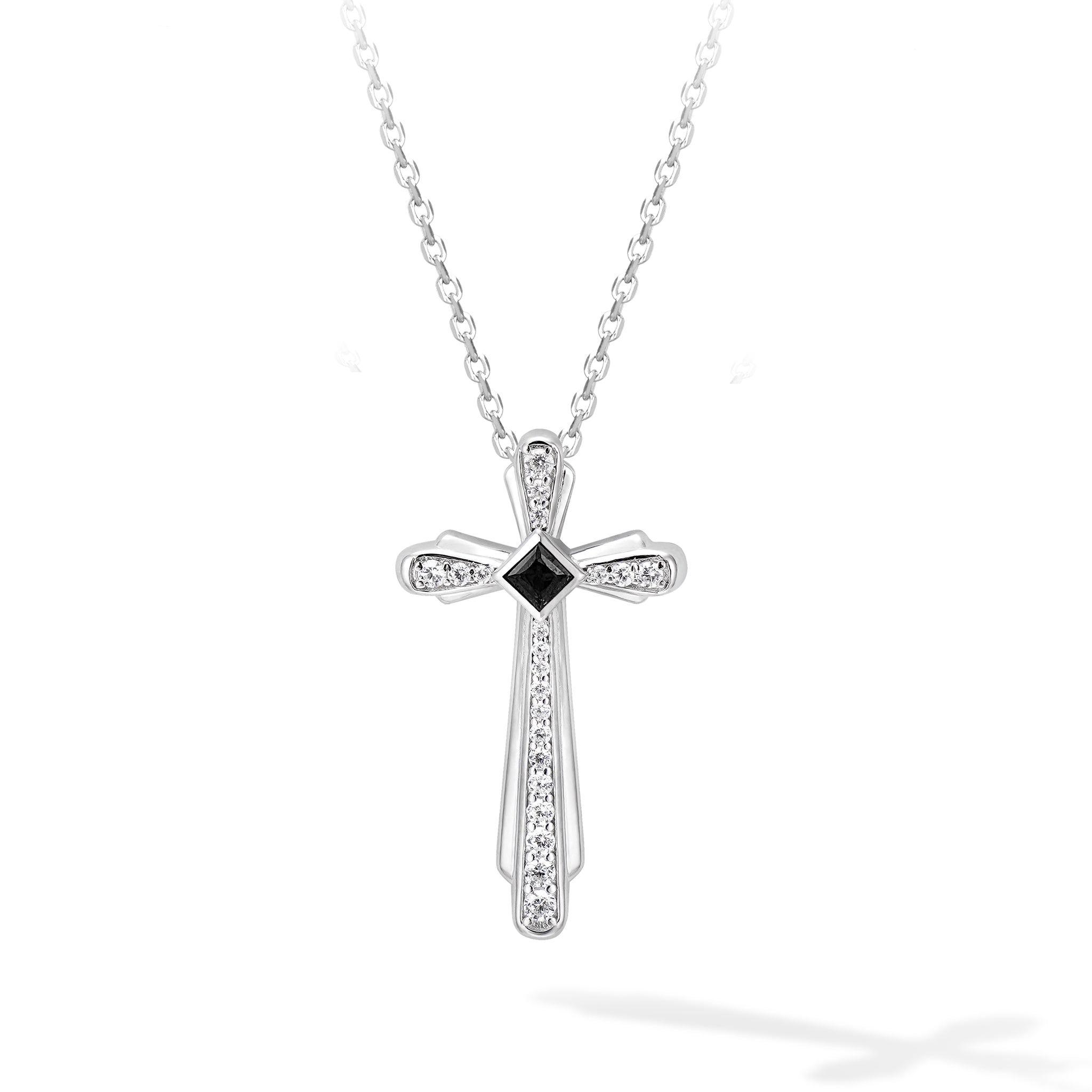 黑瑪瑙 七月誕生石 十字架 女士項鍊 - AWNL Taiwan