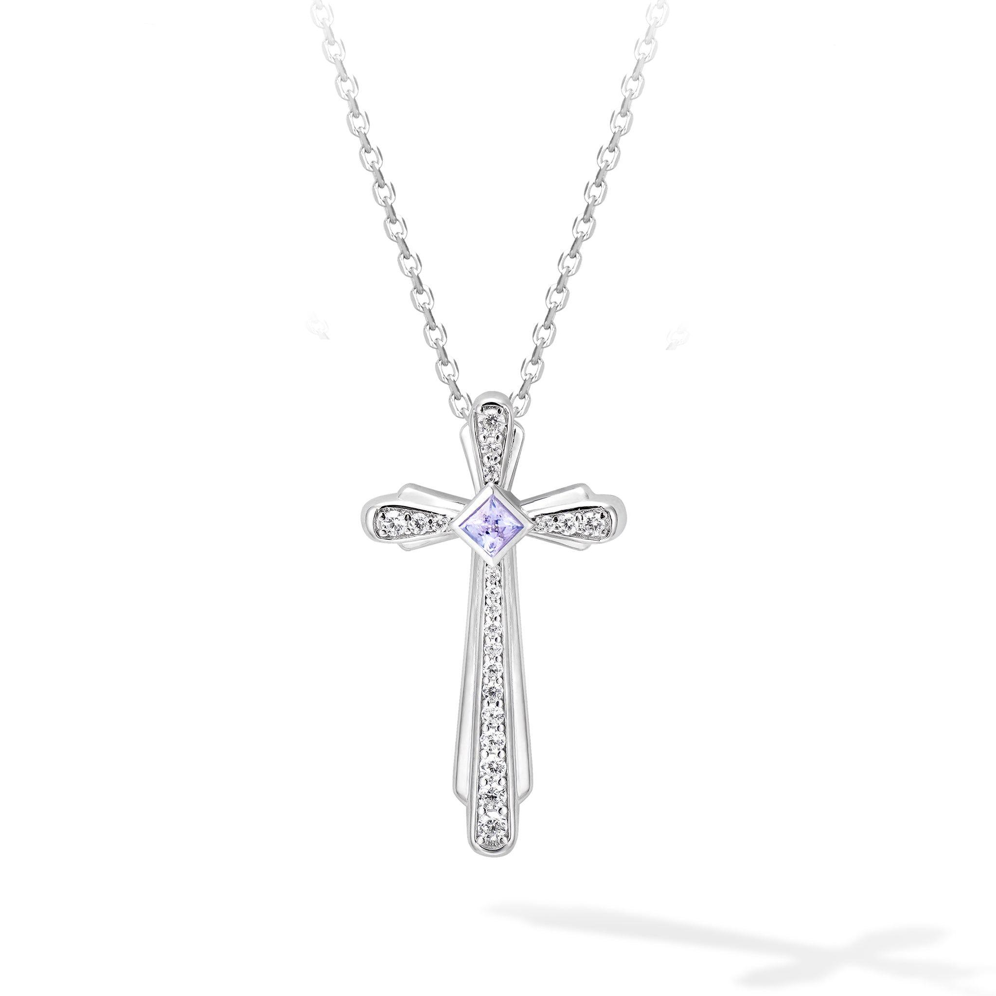 坦桑石 十二月誕生石 十字架 女士項鍊 - AWNL Taiwan