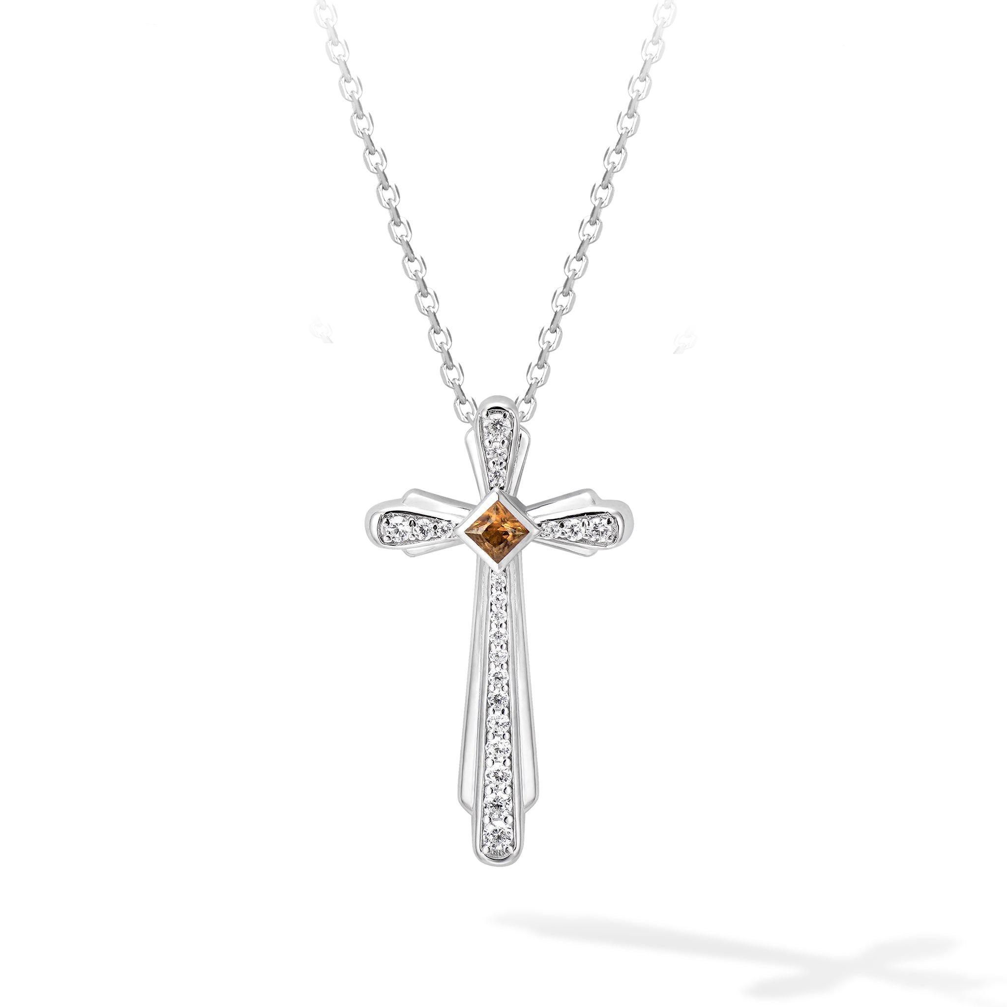 黃水晶 十一月誕生石 十字架 女士項鍊 - AWNL Taiwan