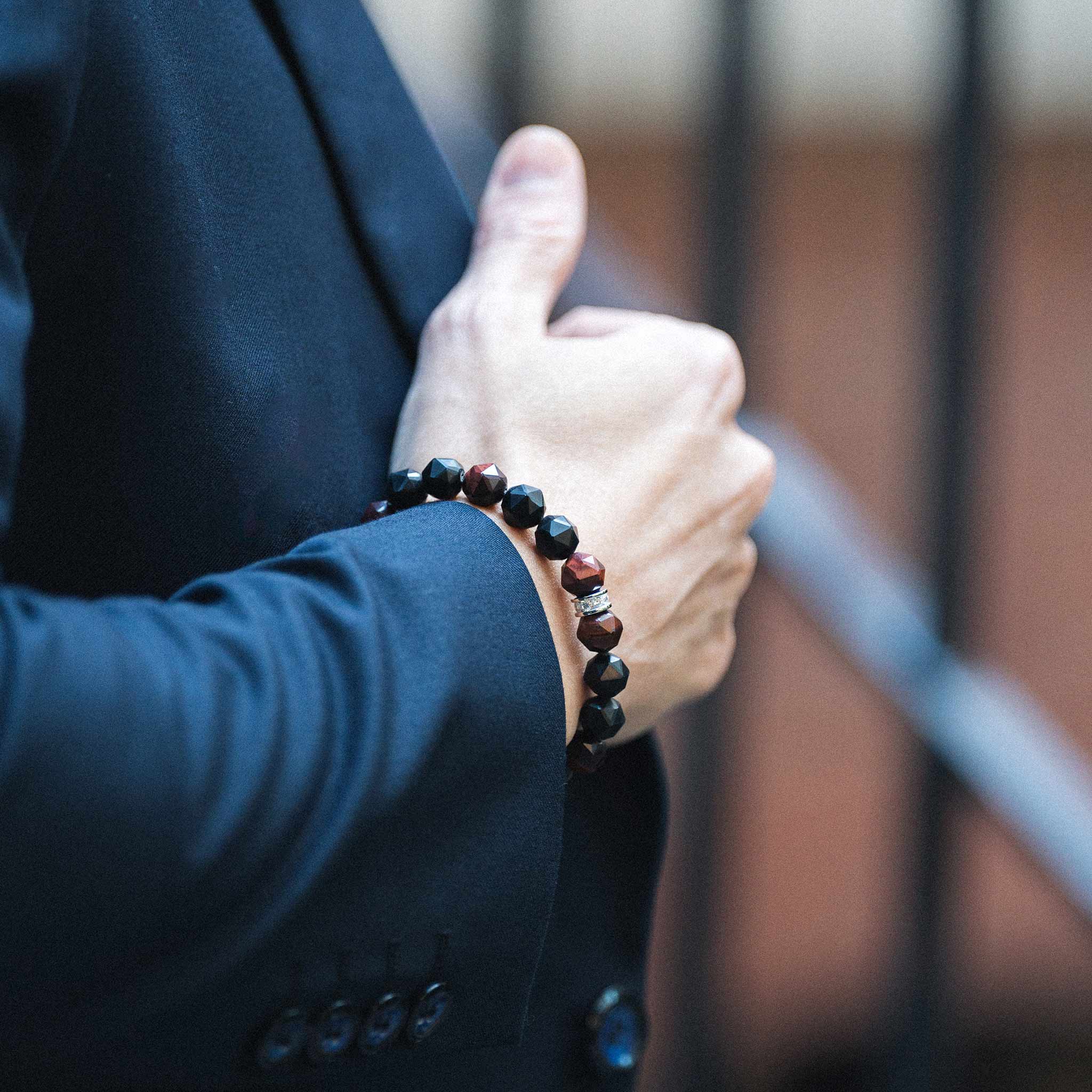 黑曜石 紅虎眼 飛鷹 男士手鍊 - AWNL Taiwan