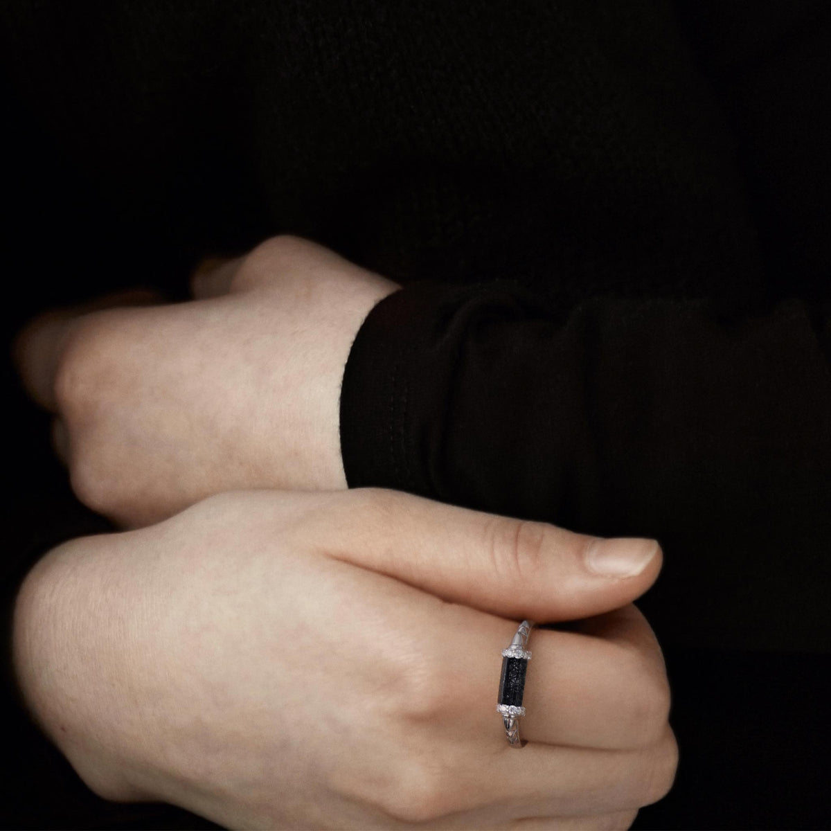 黑森林 黑髮晶 女士戒指