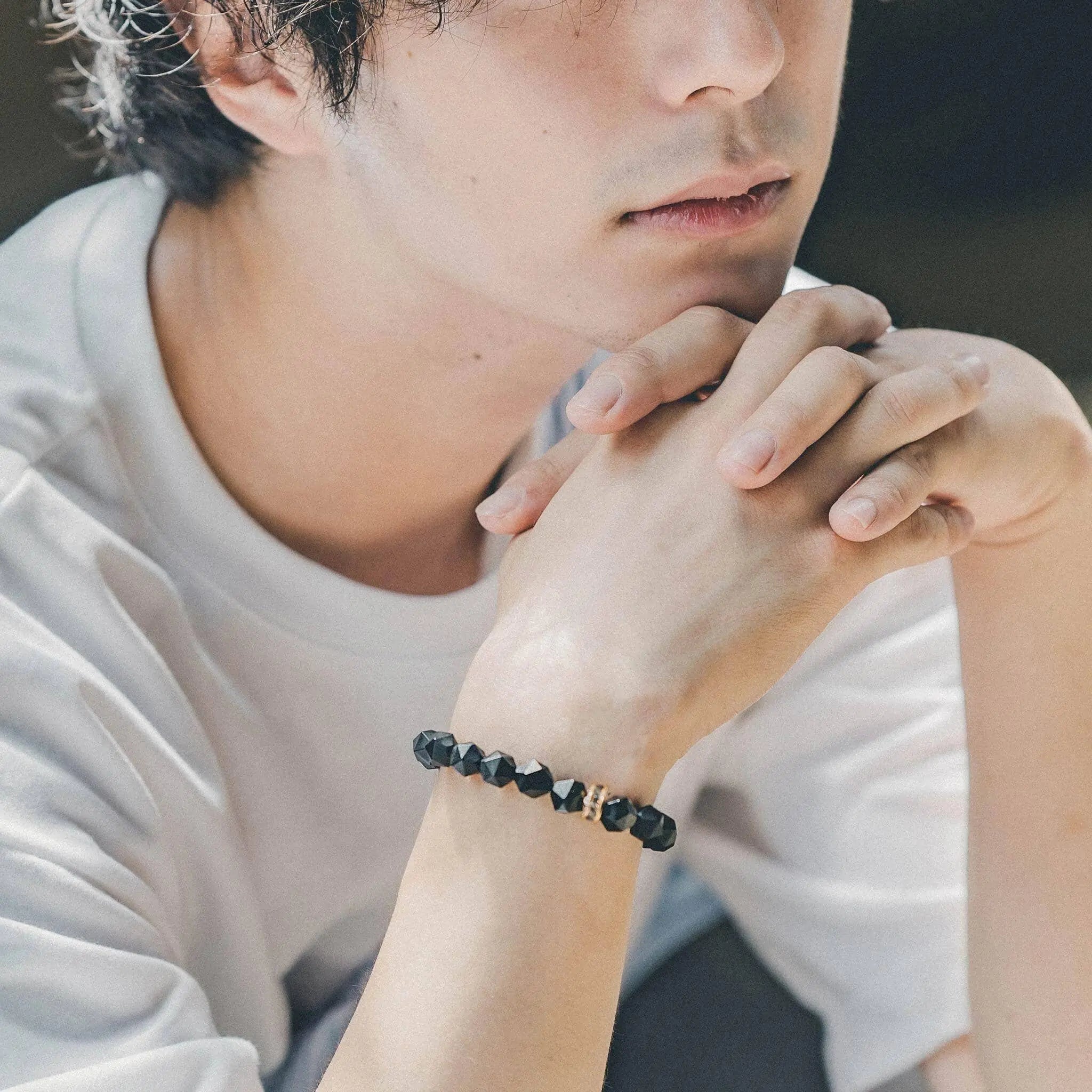 黑瑪瑙 金曜石 戰神 男士手鍊 - AWNL Taiwan