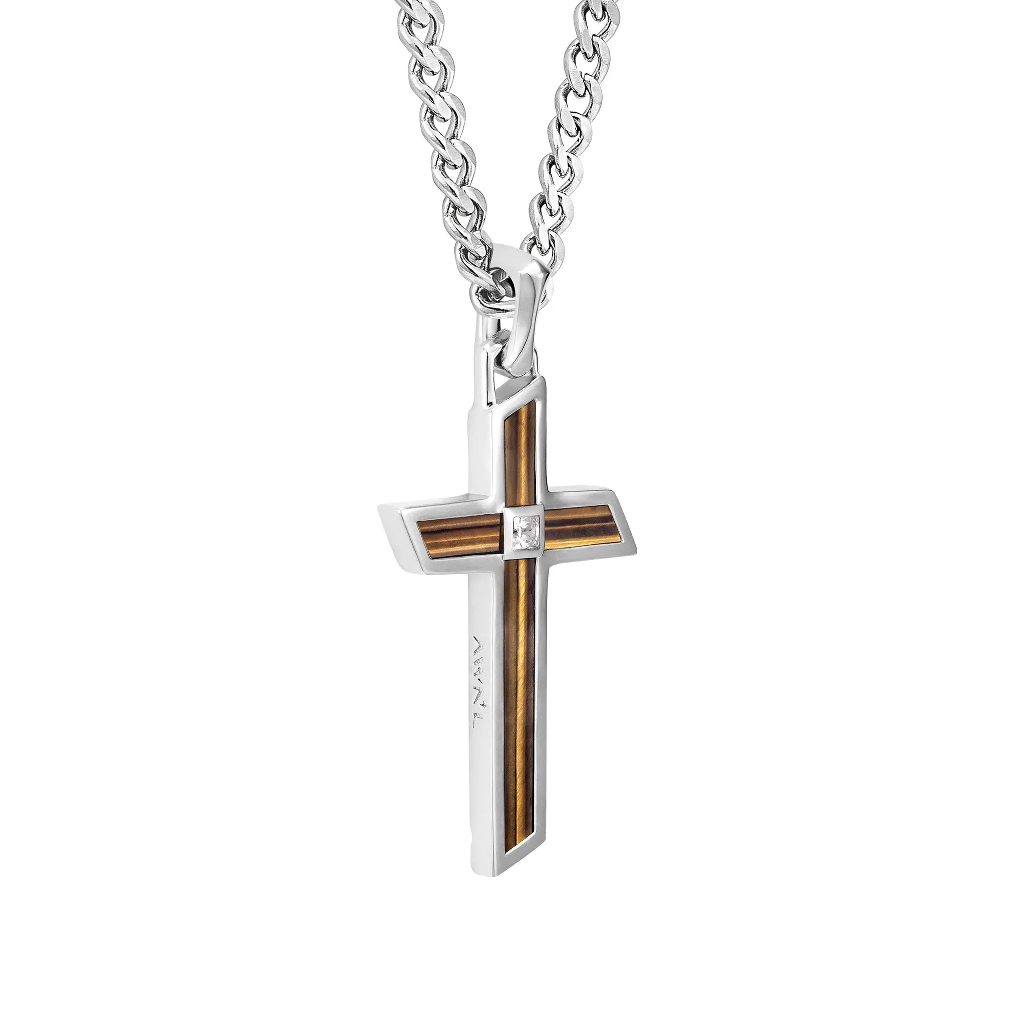 金虎眼 斜切十字架 項鍊 - AWNL Taiwan