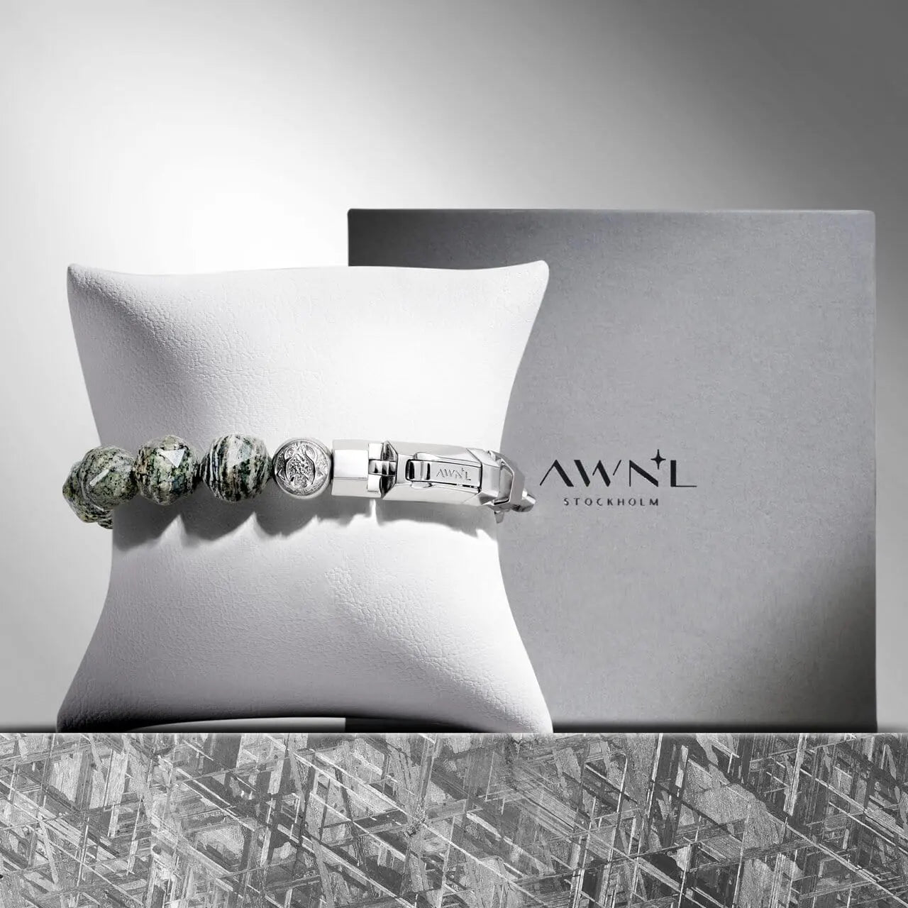 斑紋碧玉 半銀鏈 男士手鍊 - AWNL Taiwan