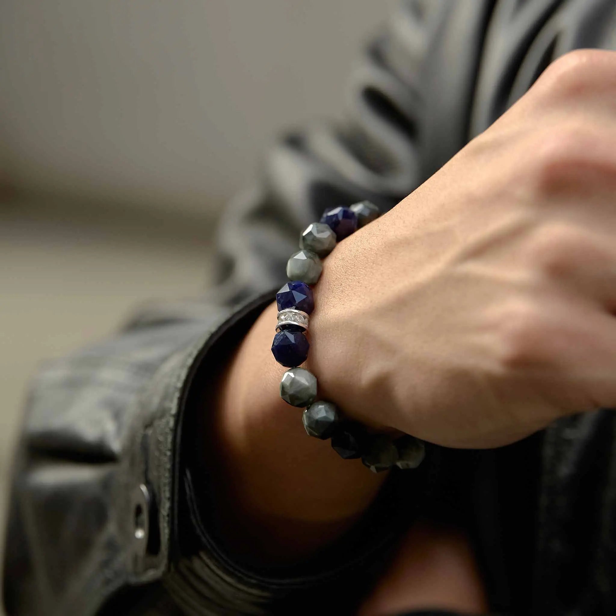 灰鷹眼石 藍紋石 飛鷹 男士手鍊 - AWNL Taiwan