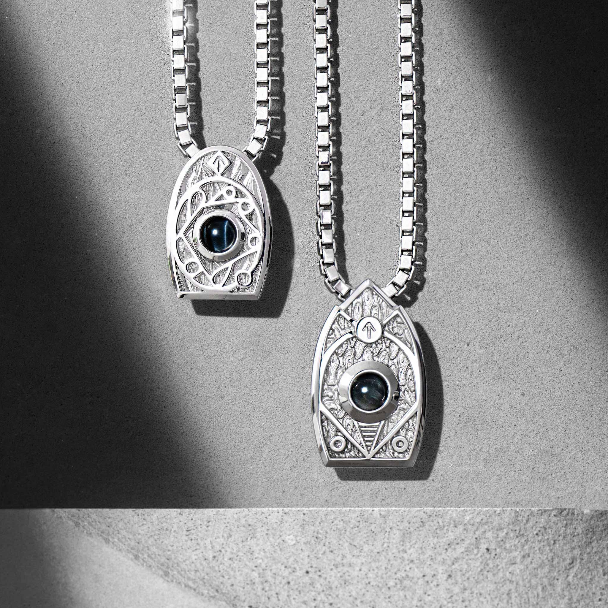 鷹眼石 盧恩符文 盾形 中性項鍊 - AWNL Taiwan