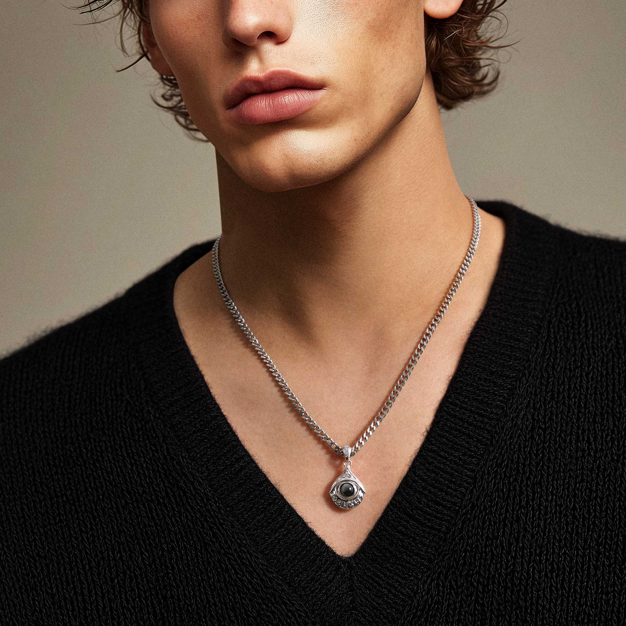 灰鷹眼石 盧恩符文 光使者 男士項鍊 - AWNL Taiwan