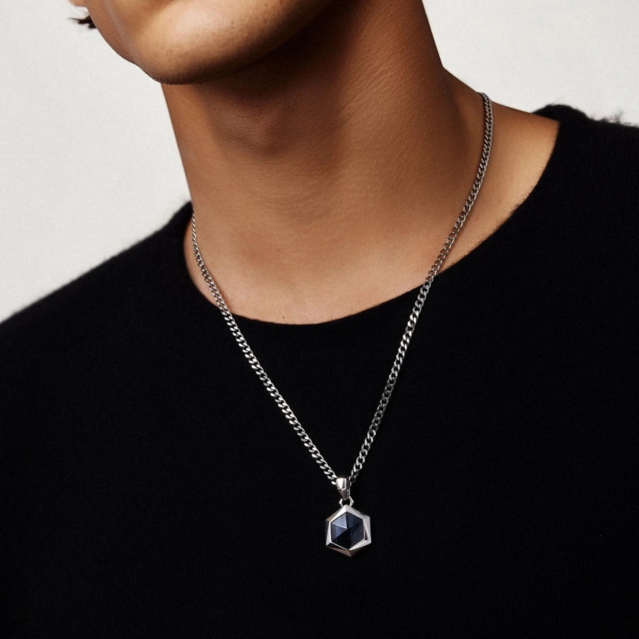 鷹眼石 維京勇者之盾 男士項鍊 - AWNL Taiwan