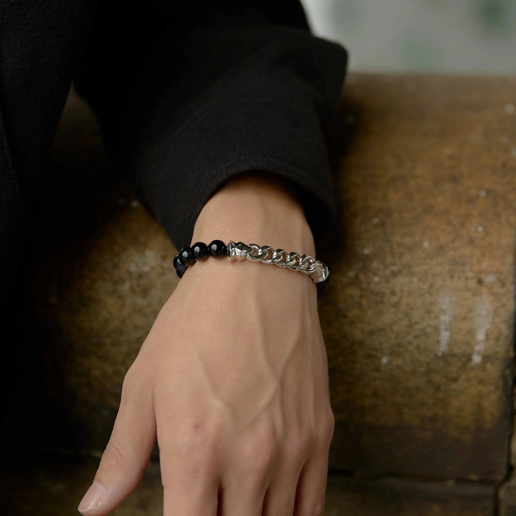 鷹眼石 古巴銀鍊 男士手鍊 - AWNL Taiwan