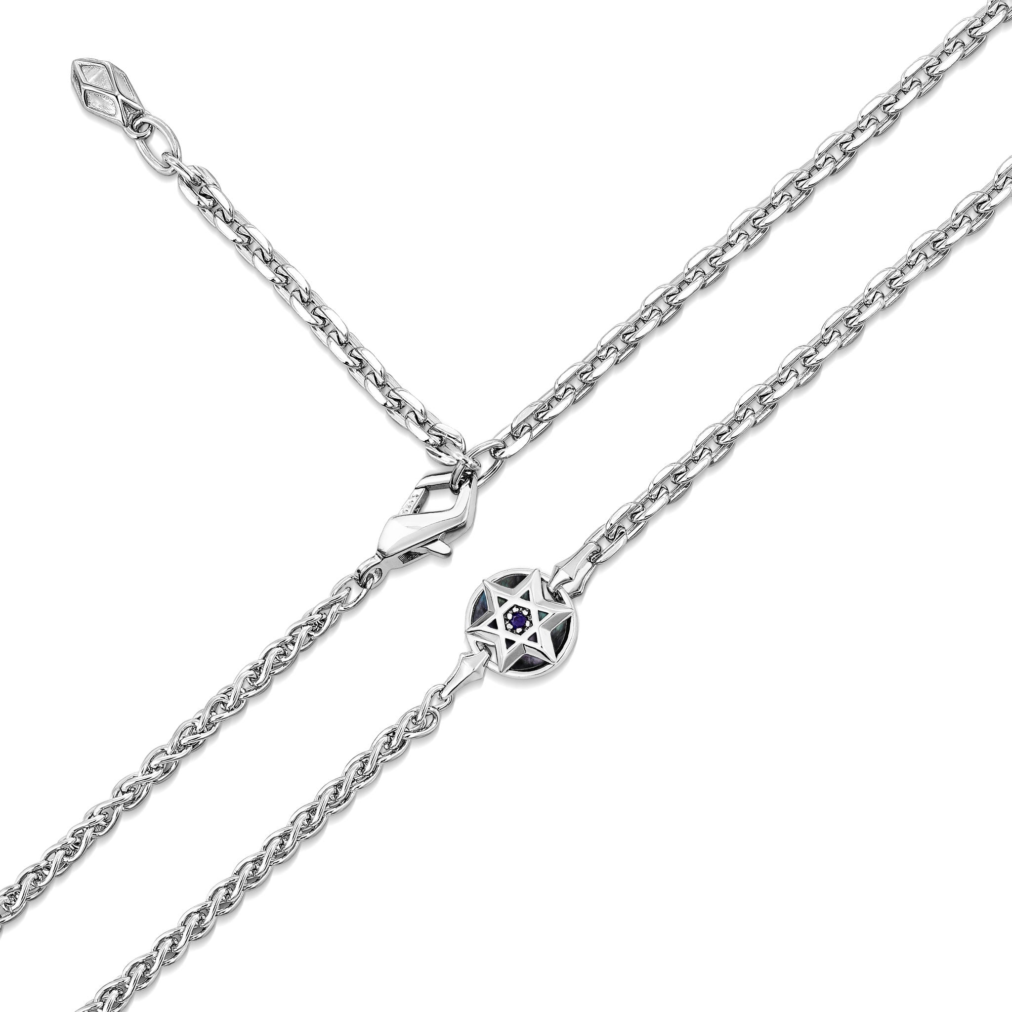 六芒星 藍寶石 黑蝶貝 項鍊 - AWNL Taiwan