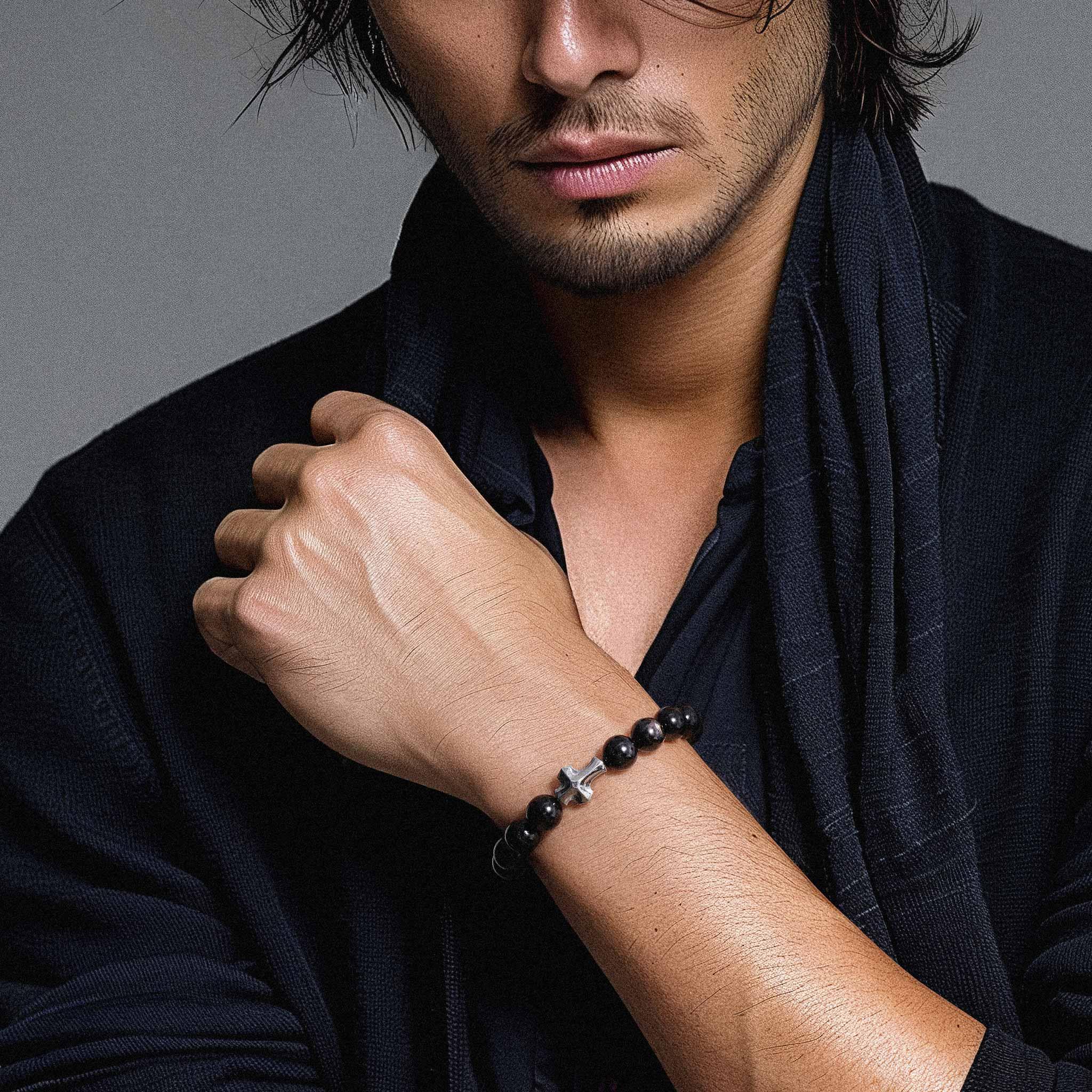 金運石 十字架 男士手鍊 - AWNL Taiwan |北歐瑞典設計師品牌