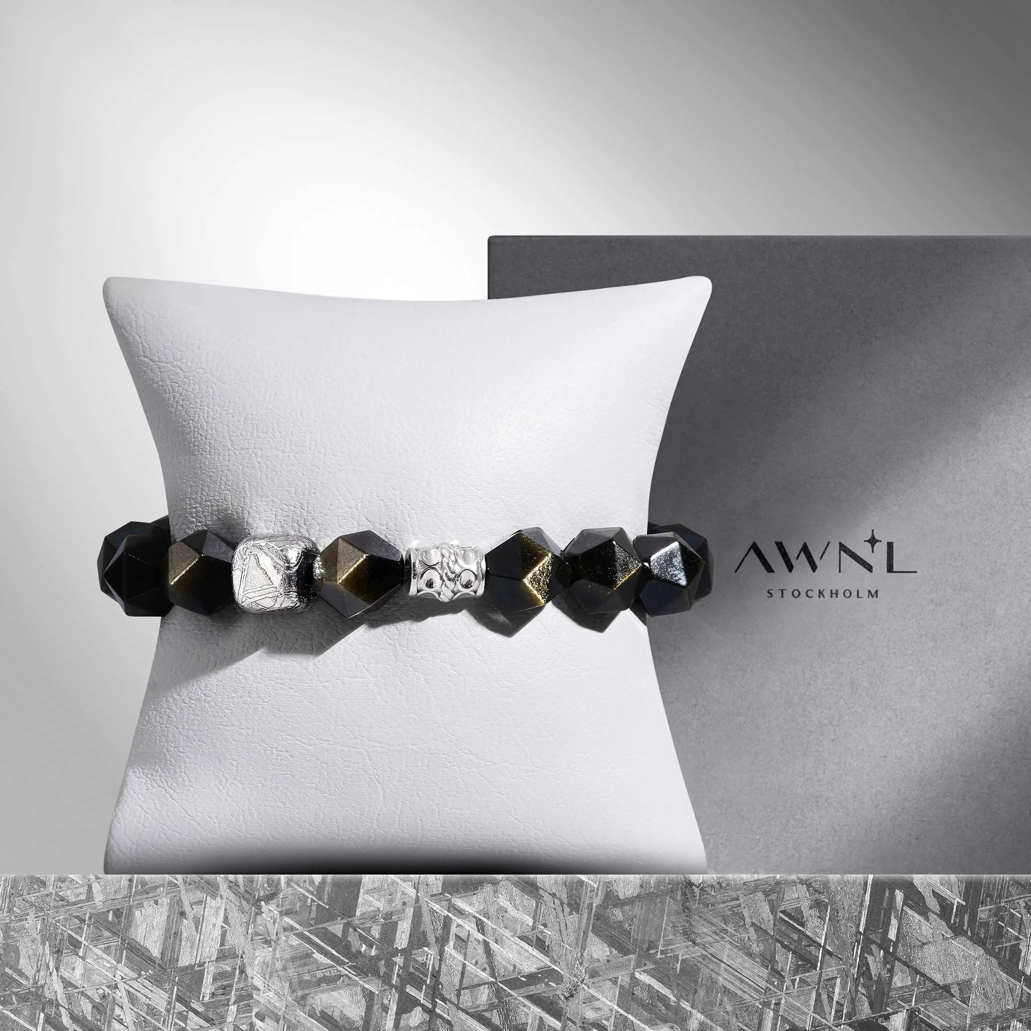 瑞典隕石 金曜石 祈福轉運 男士手鍊 - AWNL Taiwan