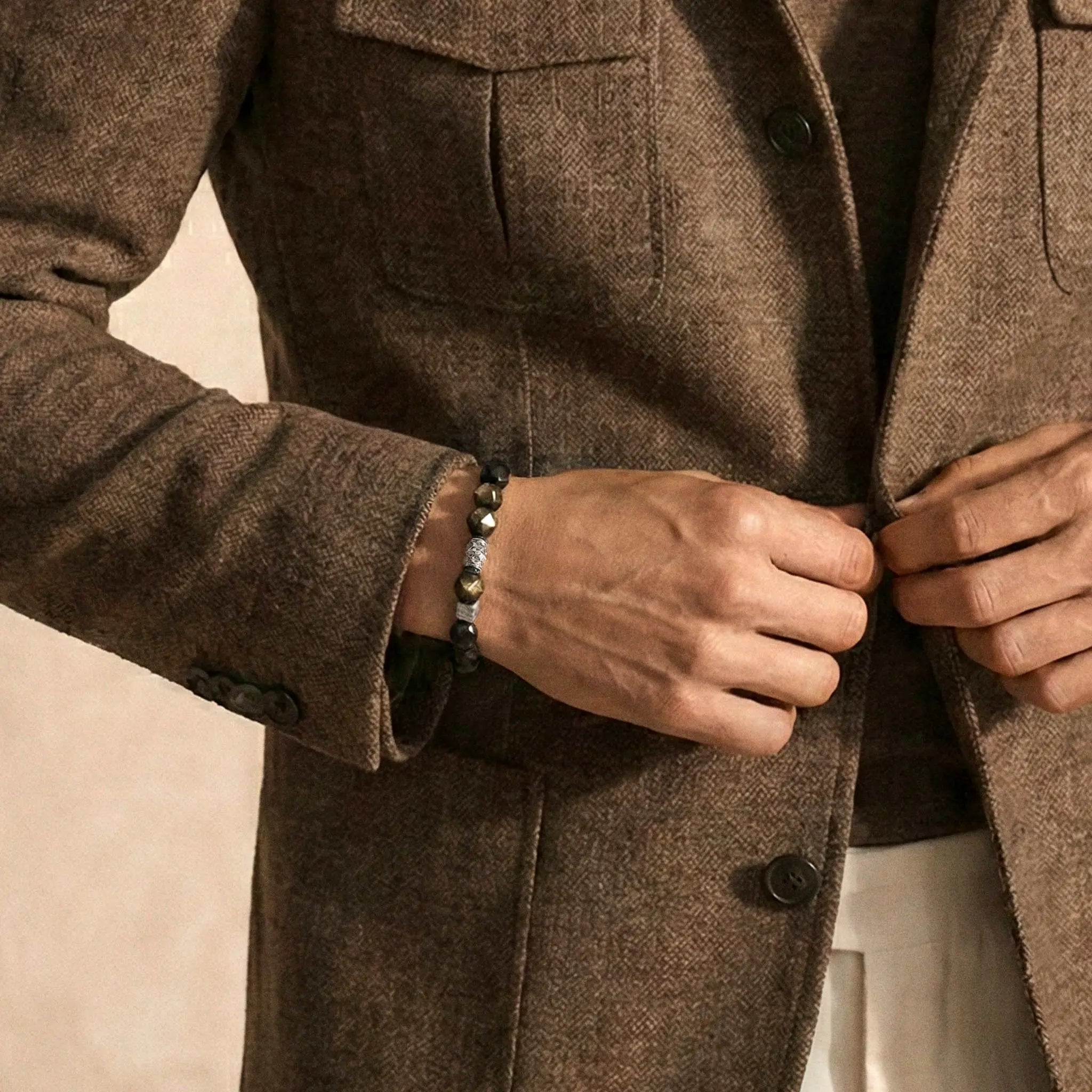 瑞典隕石 金曜石 祈福轉運 男士手鍊 - AWNL Taiwan