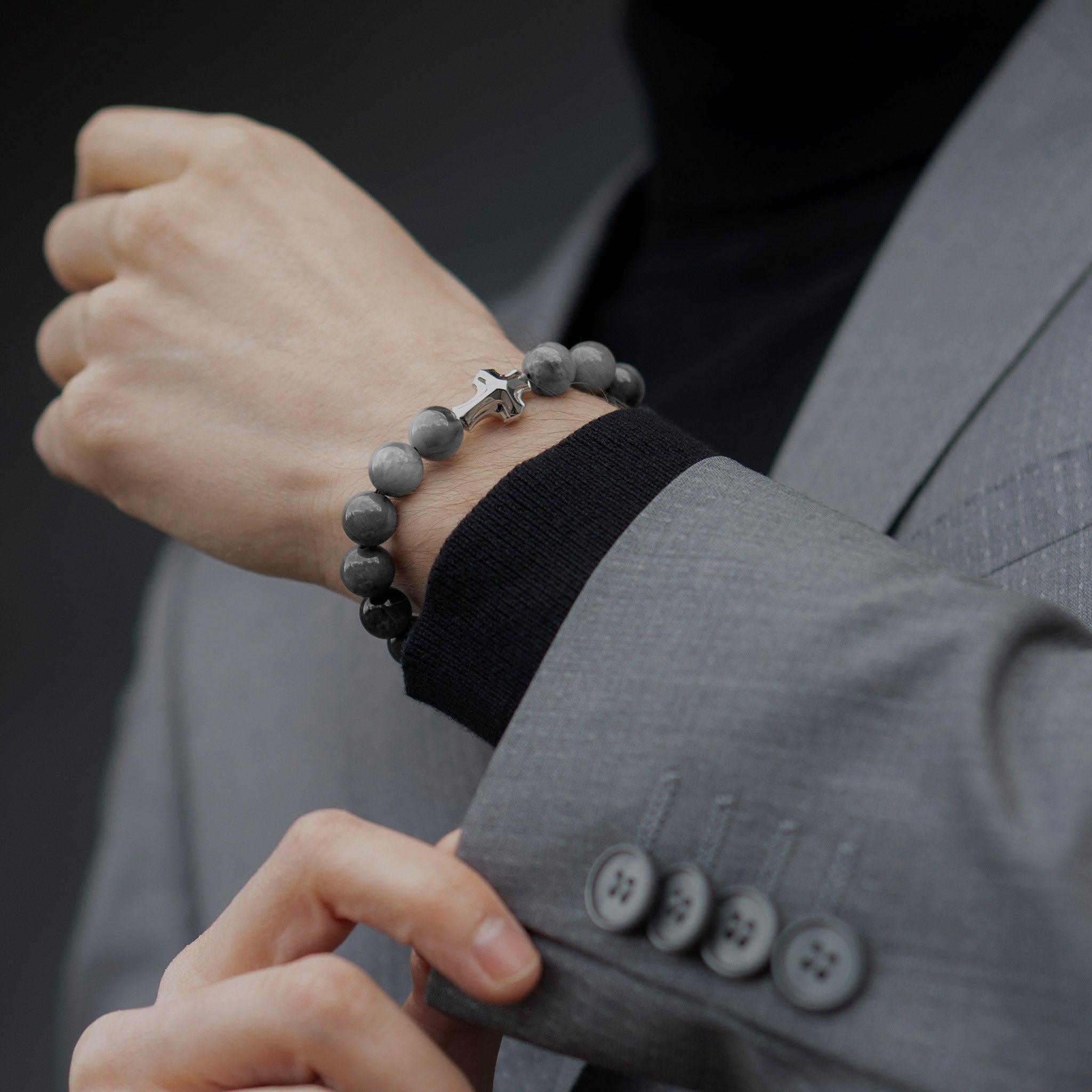 灰鷹眼石 十字架 男士手鍊 - AWNL Taiwan |北歐瑞典設計師品牌
