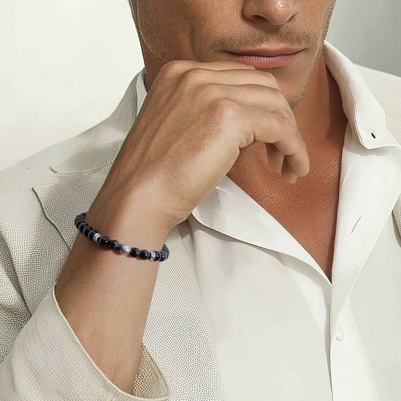 瑞典隕石 鷹眼石 盧恩 6mm 男士手鍊 - AWNL Taiwan