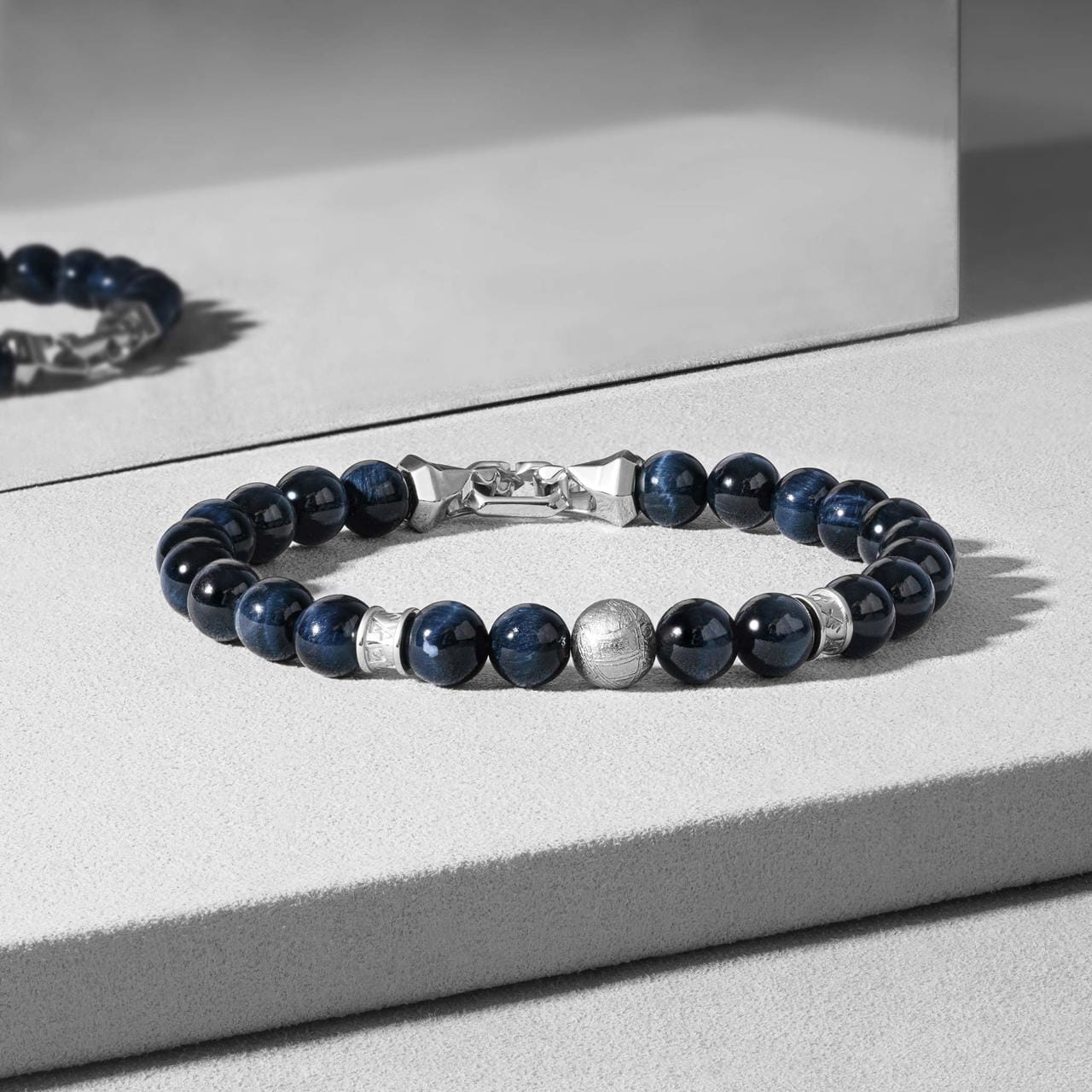 瑞典隕石 鷹眼石 盧恩 6mm 男士手鍊 - AWNL Taiwan