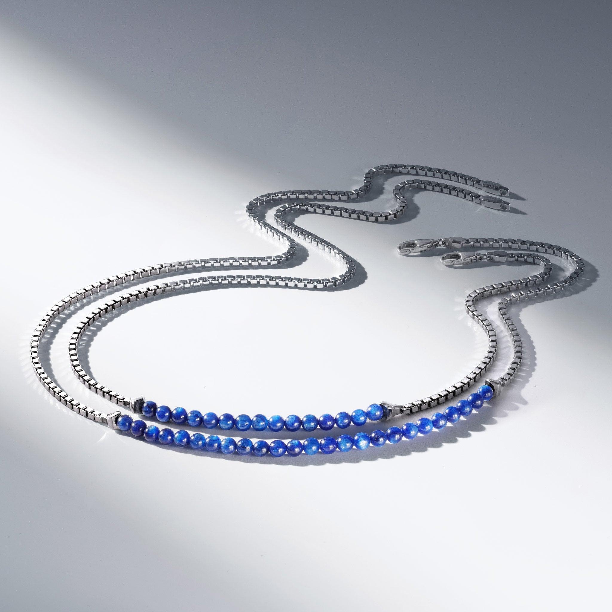 純銀 藍晶石 盒鏈條項鍊 - AWNL Taiwan |北歐瑞典設計師品牌