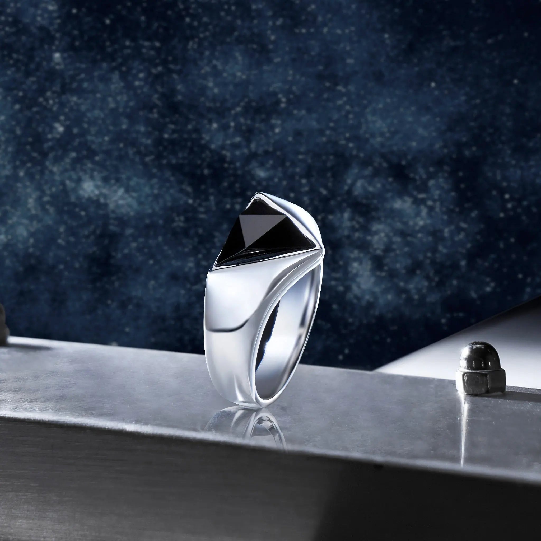 黑瑪瑙 神力三角Triforce 男士戒指 - AWNL Taiwan