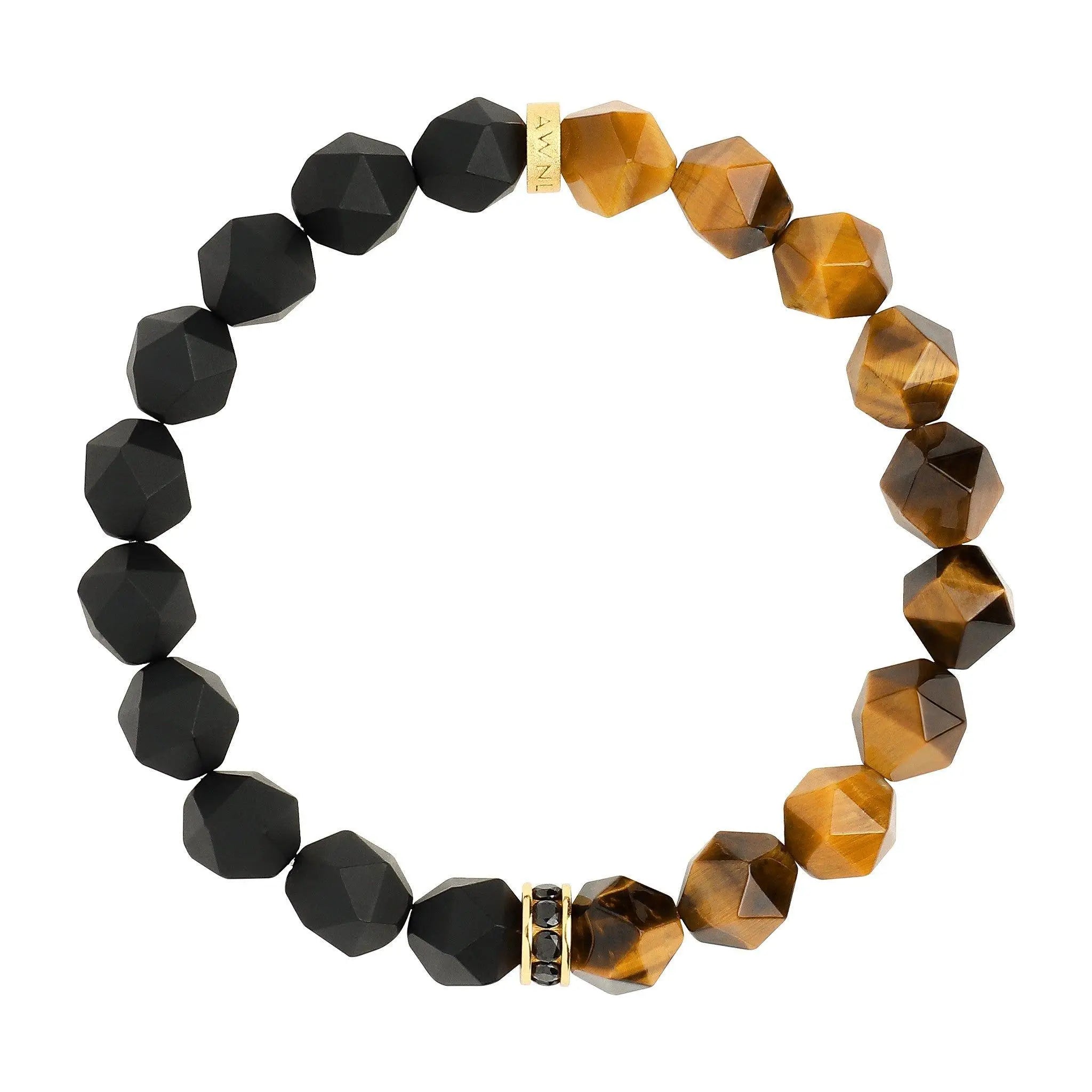 AWNL 瑞典珠寶 天然石 黑瑪瑙 虎眼石 虎嘯 男士手鍊 - AWNL Taiwan