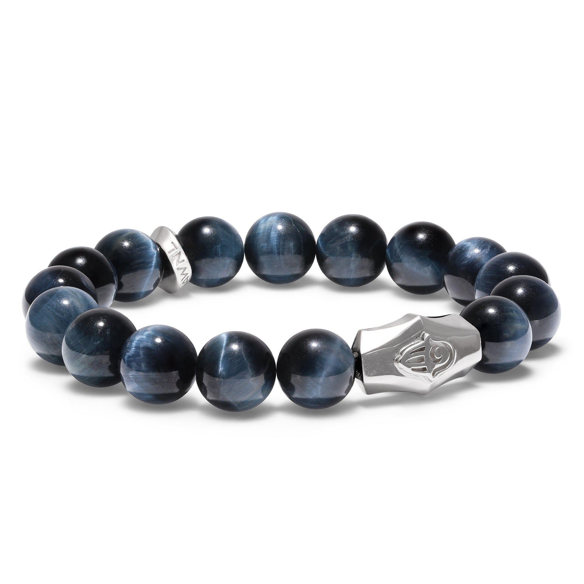 AWNL 瑞典珠寶 天然晶石 鷹眼石 法蒂瑪之手 男士手鍊 - AWNL Taiwan