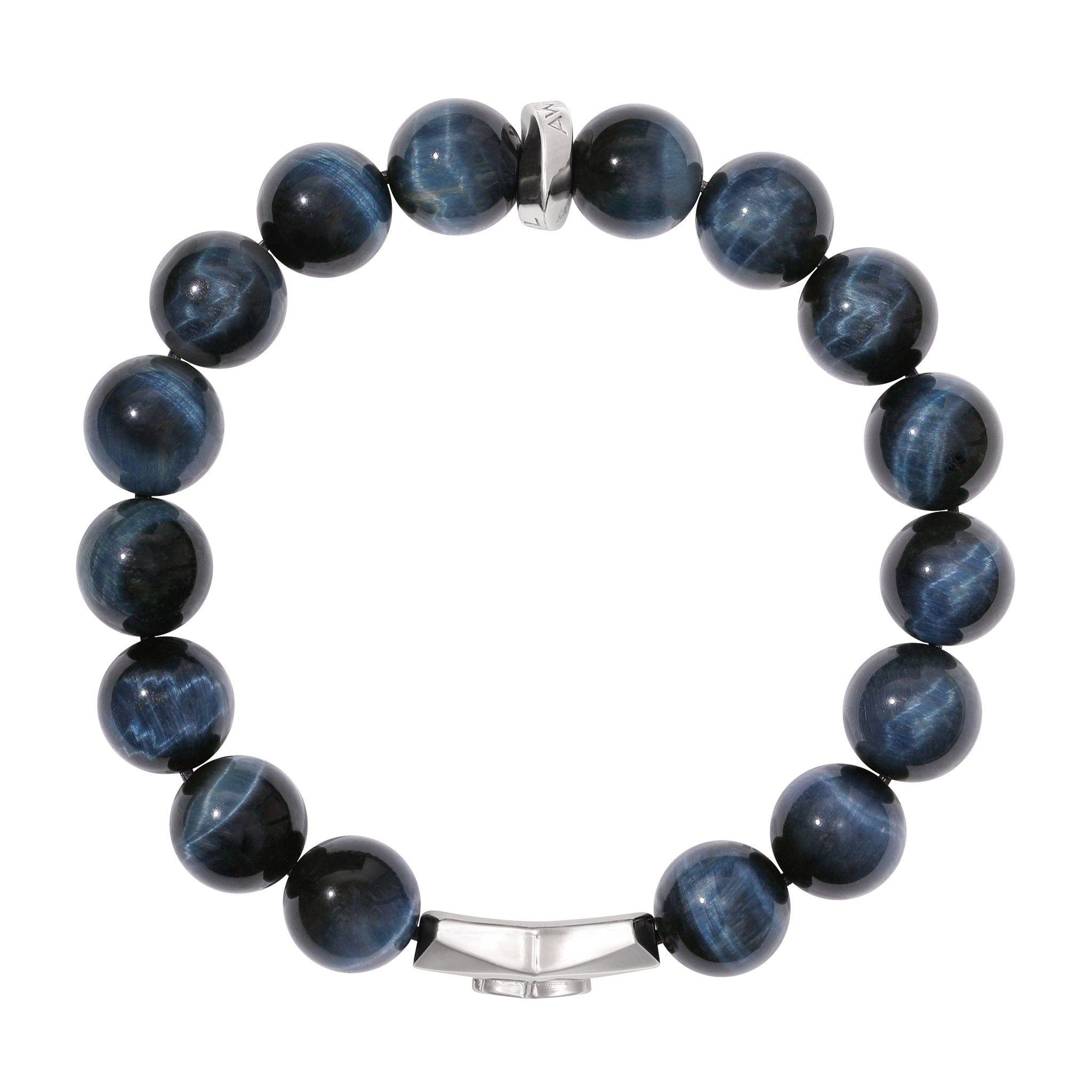 AWNL 瑞典珠寶 天然晶石 鷹眼石 法蒂瑪之手 男士手鍊 - AWNL Taiwan