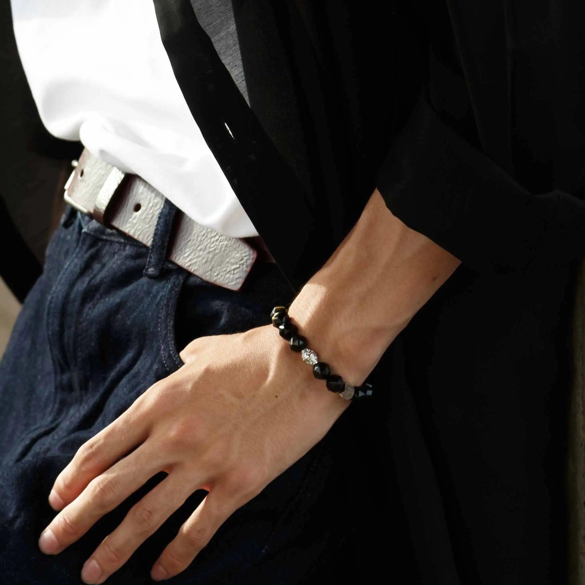 瑞典隕石 金曜石 須彌星辰 男士手鍊 - AWNL Taiwan