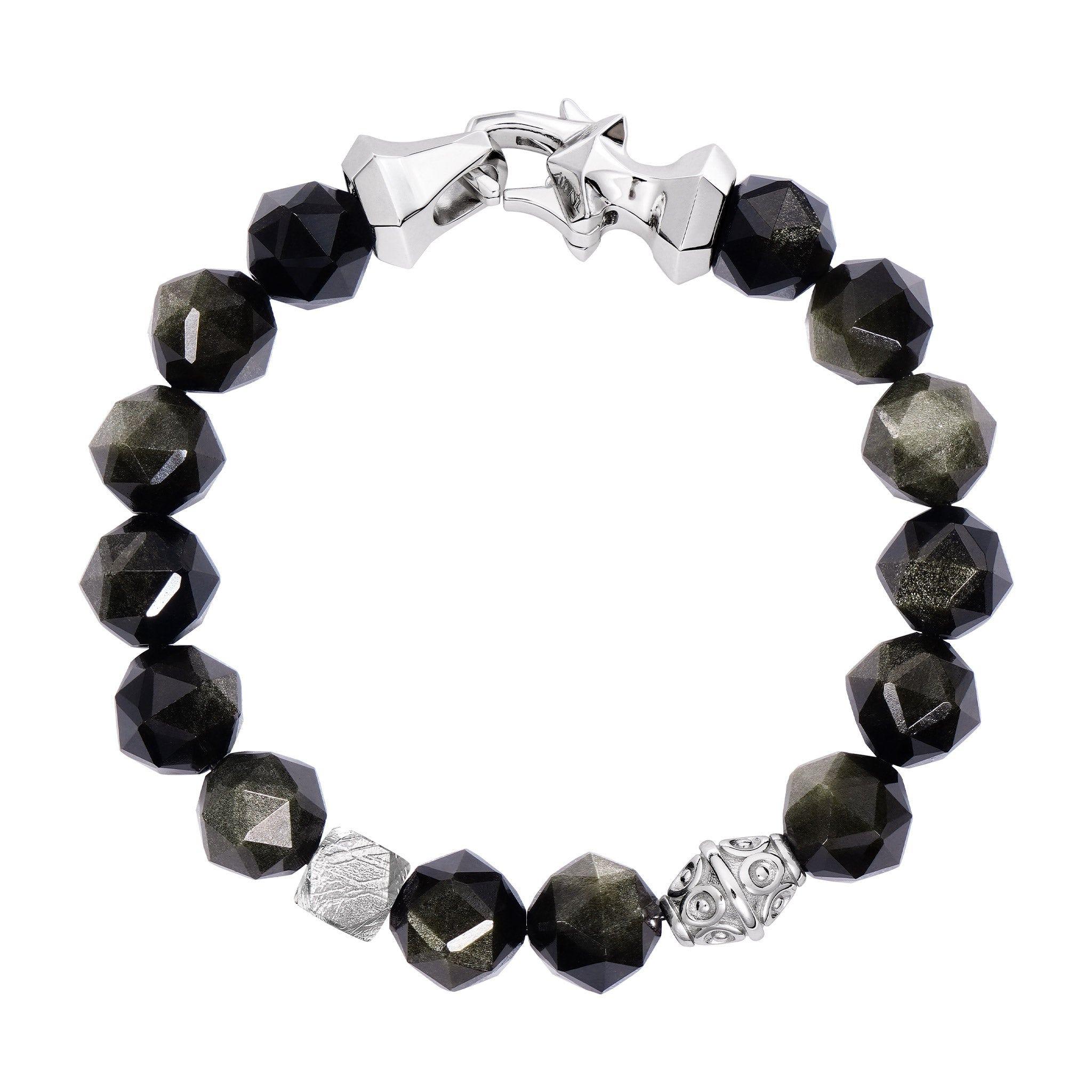 金曜石 瑞典隕石 水晶手鍊 男生串珠手鍊 須彌星辰 天然石彈力線手環|AWNL 瑞典設計輕珠寶