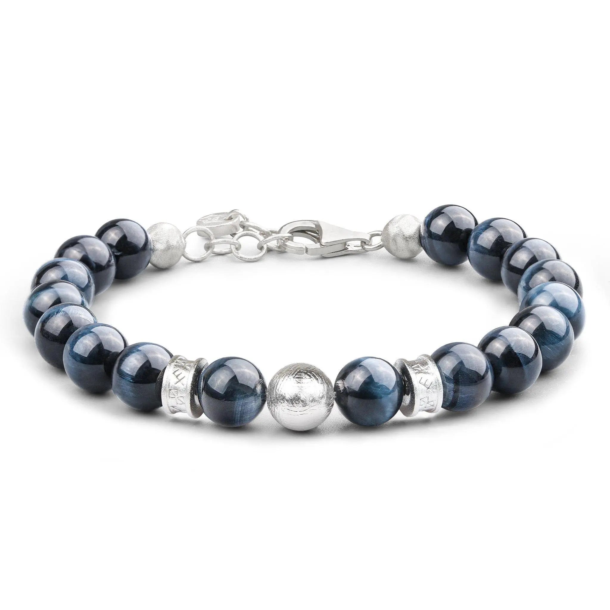 AWNL 瑞典珠寶 瑞典隕石 天然晶石 鷹眼石 盧恩符文 男士手鍊 隕石手鍊 - AWNL Taiwan