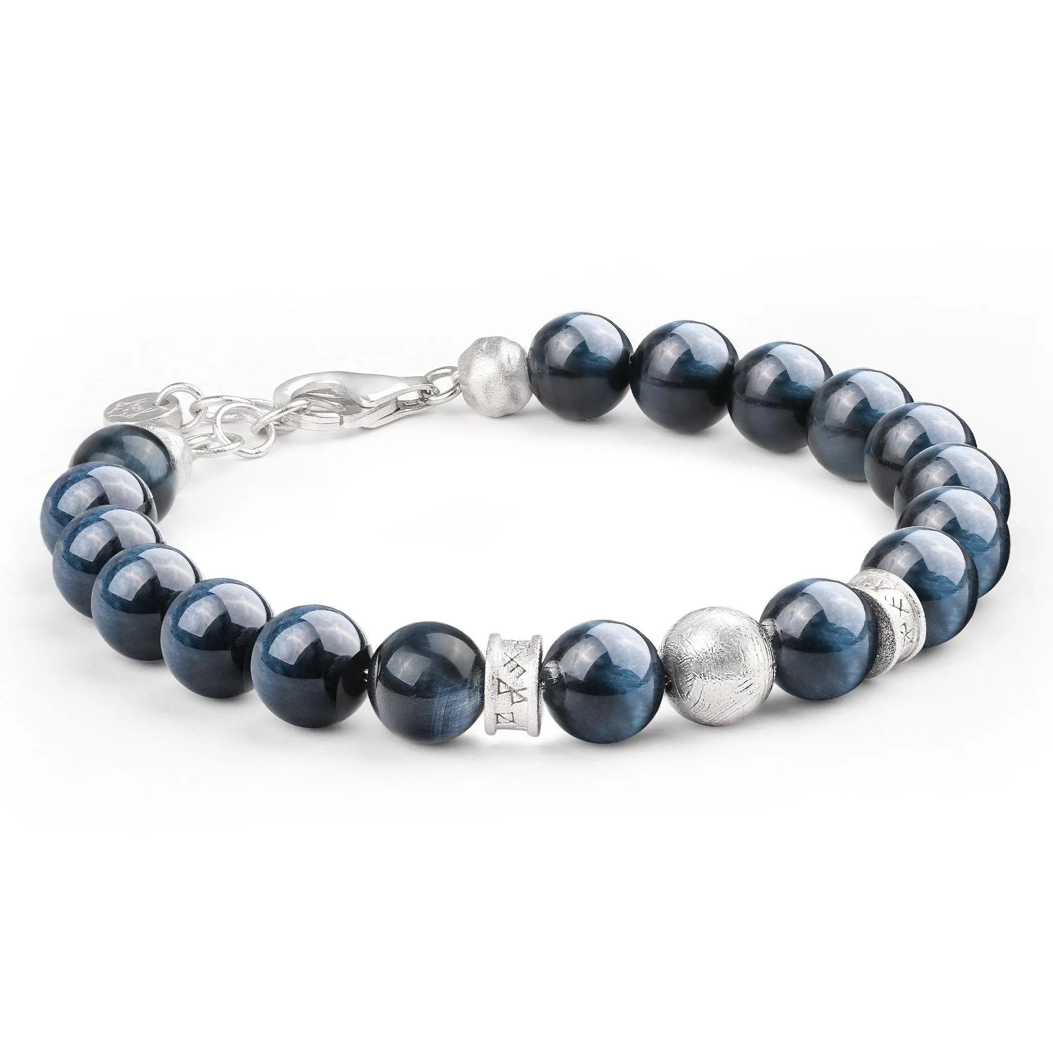 AWNL 瑞典珠寶 瑞典隕石 天然晶石 鷹眼石 盧恩符文 男士手鍊 隕石手鍊 - AWNL Taiwan