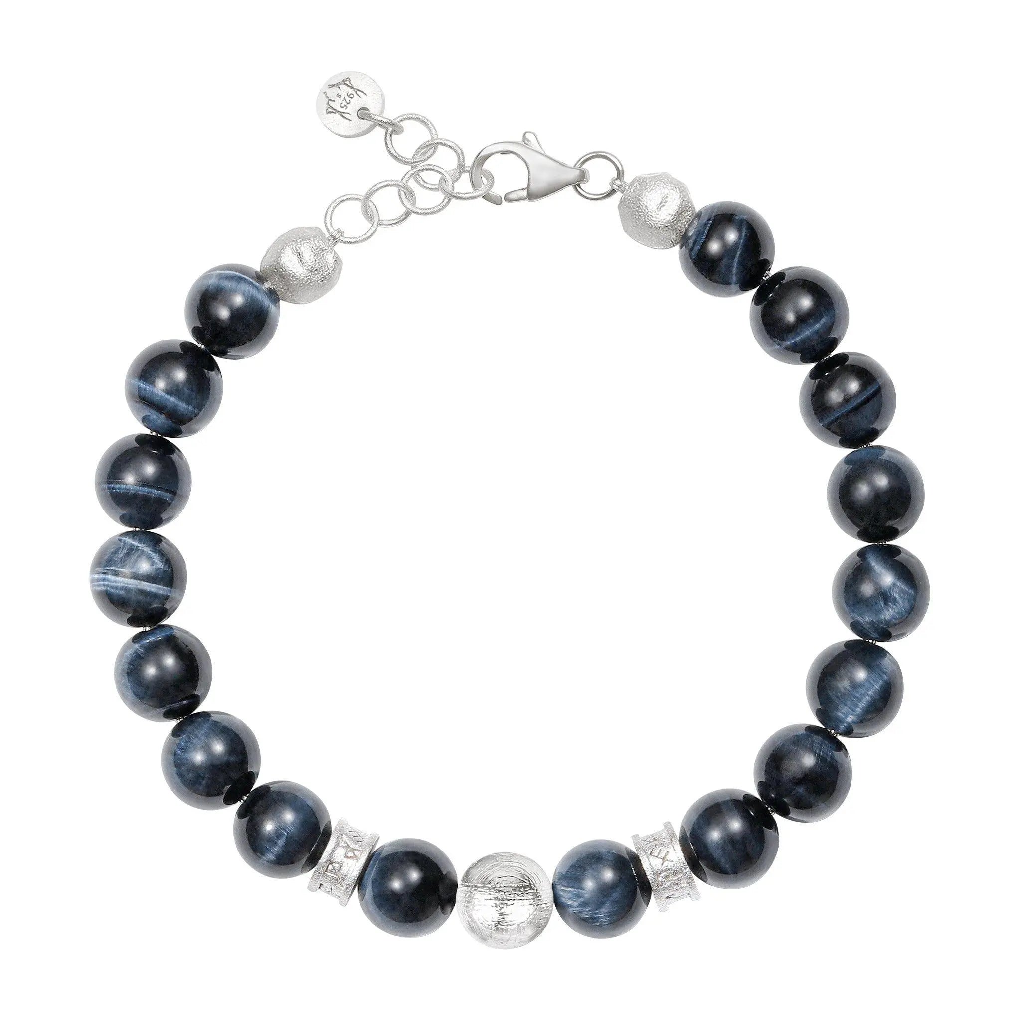 AWNL 瑞典珠寶 瑞典隕石 天然晶石 鷹眼石 盧恩符文 男士手鍊 隕石手鍊 - AWNL Taiwan