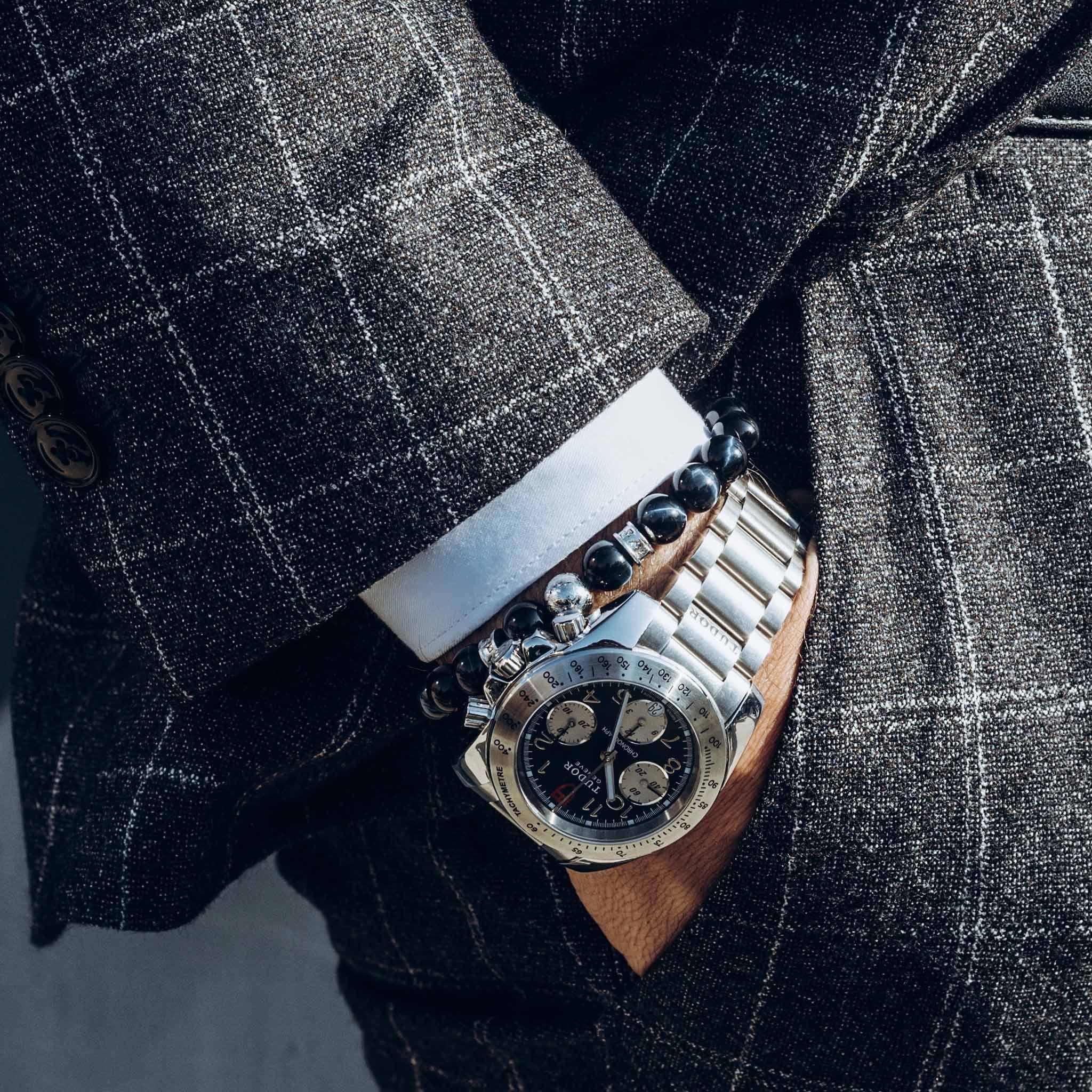 AWNL 瑞典珠寶 瑞典隕石 天然晶石 鷹眼石 盧恩符文 男士手鍊 隕石手鍊 - AWNL Taiwan