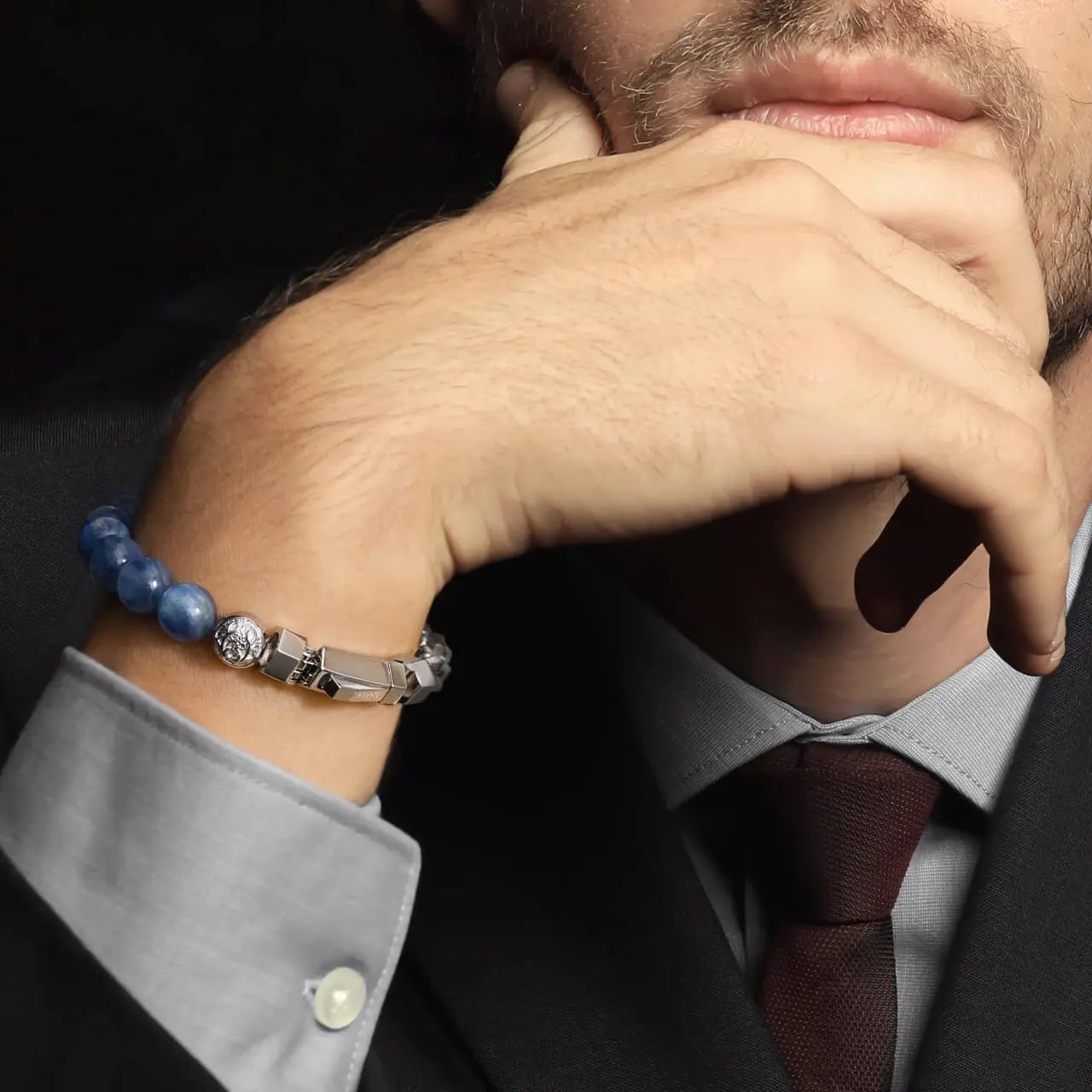 藍晶石 半銀鏈 男士手鍊 - AWNL Taiwan