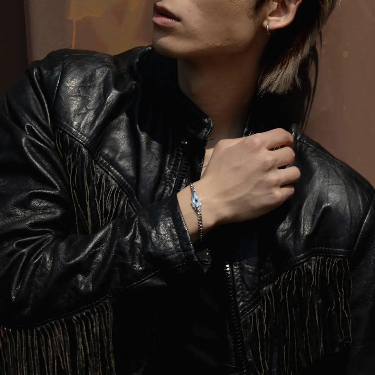 純銀 方形藍寶石 男士手鍊 - AWNL Taiwan