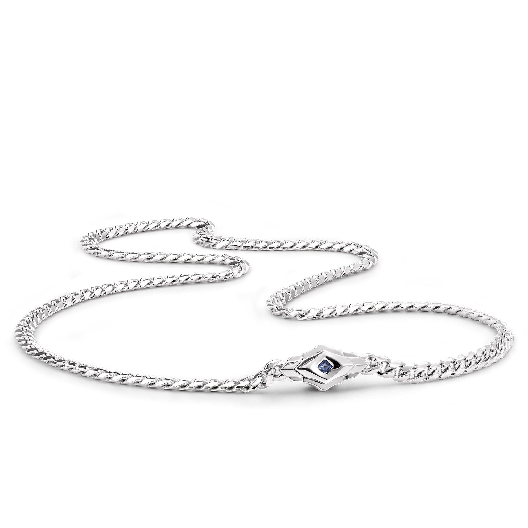 AWNL 瑞典珠寶 天然晶石 藍寶石 純銀 鏈條項鍊 男士項鍊 - AWNL Taiwan