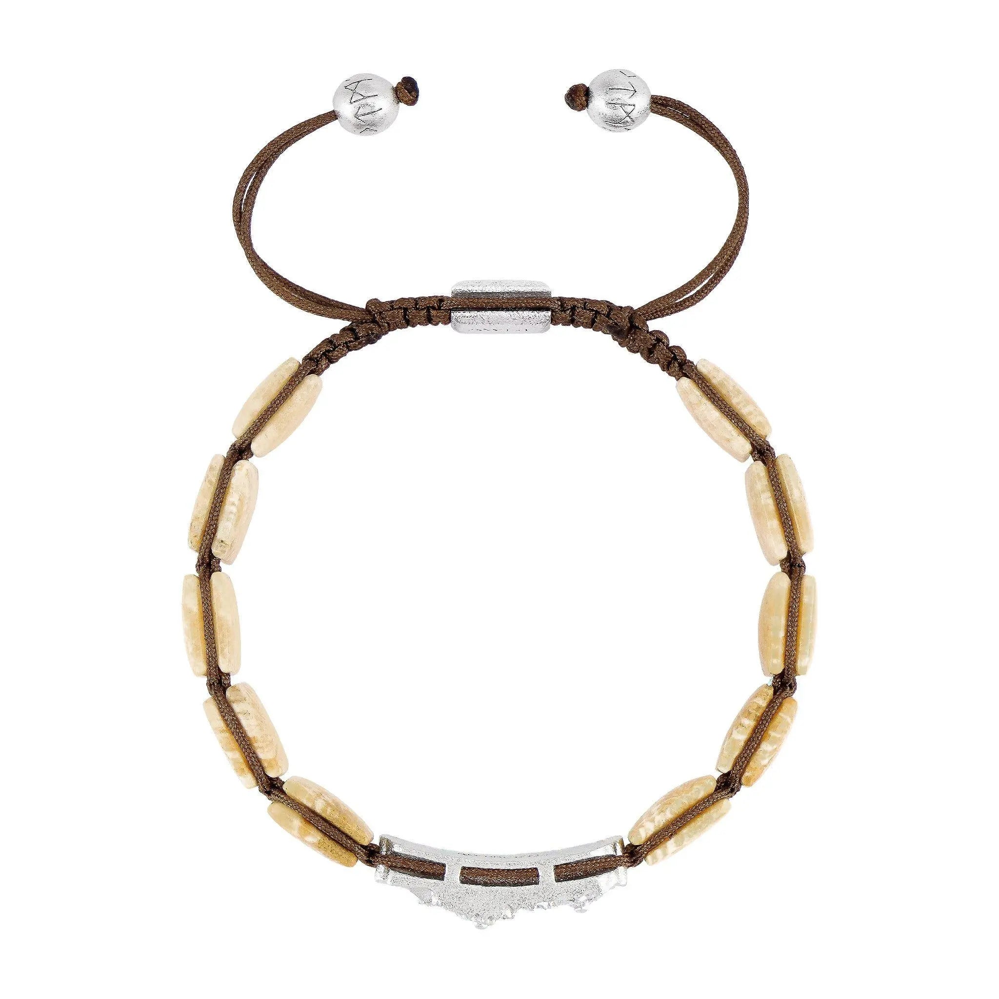 AWNL 瑞典珠寶 天然晶石 珊瑚化石 雙子菊石 男士手鍊 - AWNL Taiwan