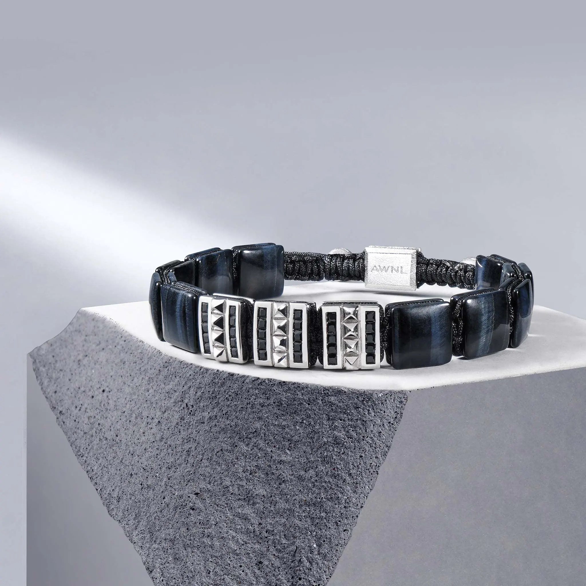 瑞典珠寶 AWNL 天然晶石 鷹眼石 法老之門 男士手鍊 - AWNL Taiwan