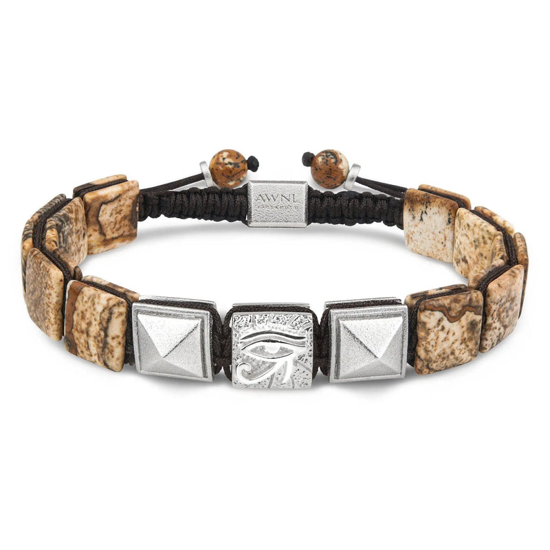 圖畫石 荷魯斯之眼 平安符 男士手鍊