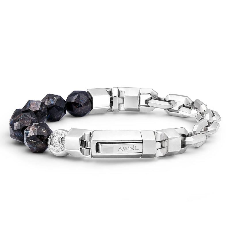 努烏邁特滾石 半銀鏈 男士手鍊