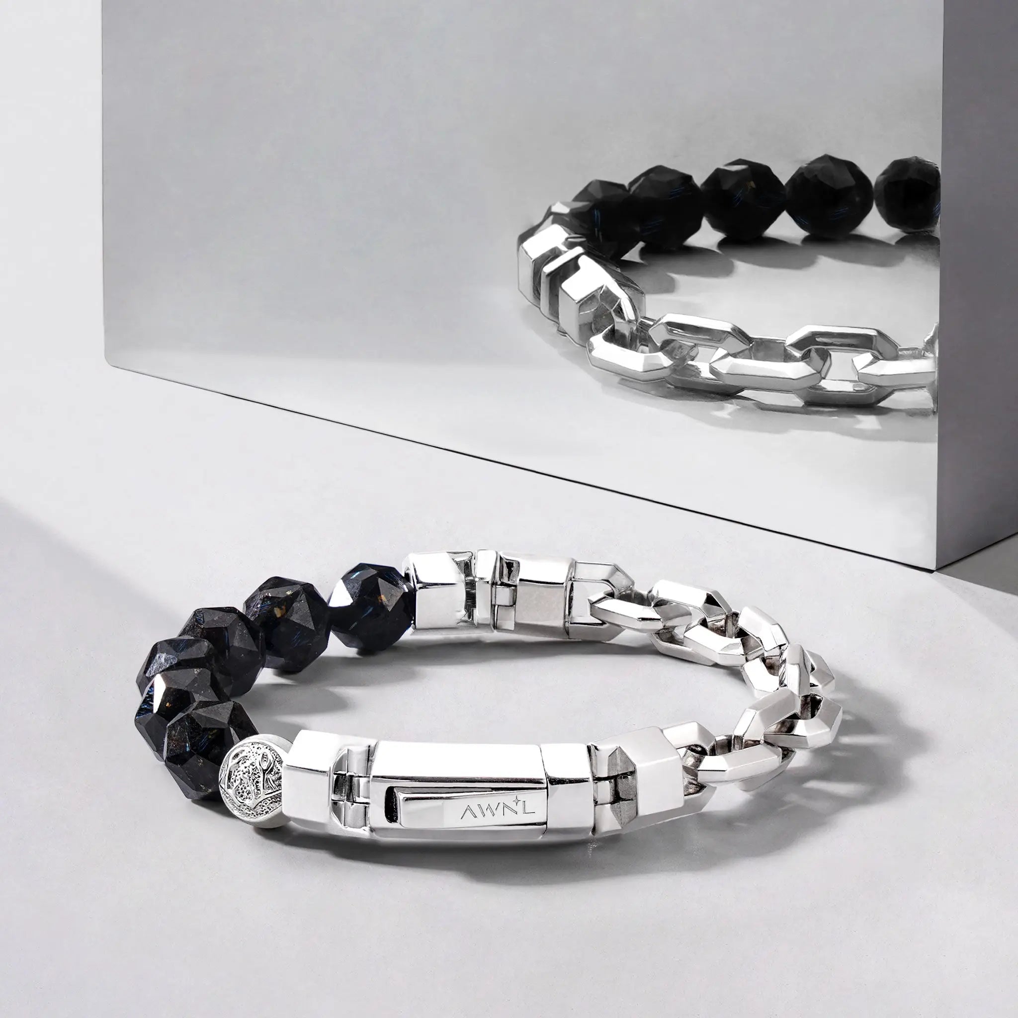 努烏邁特滾石 半銀鏈 男士手鍊 - AWNL Taiwan