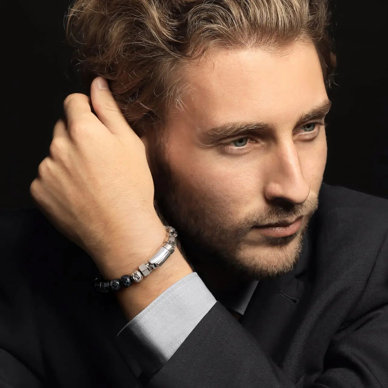 努烏邁特滾石 半銀鏈 男士手鍊 - AWNL Taiwan