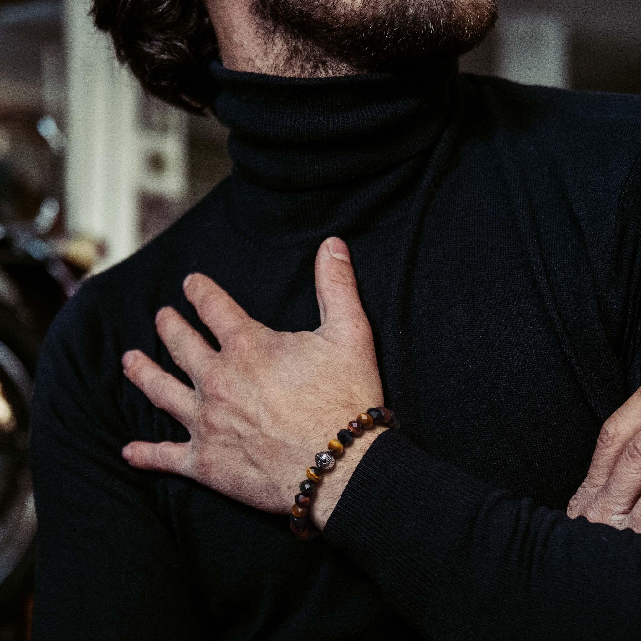 AWNL 瑞典珠寶 天然晶石 虎眼石 Space Code 男士手鍊 晶石手鍊