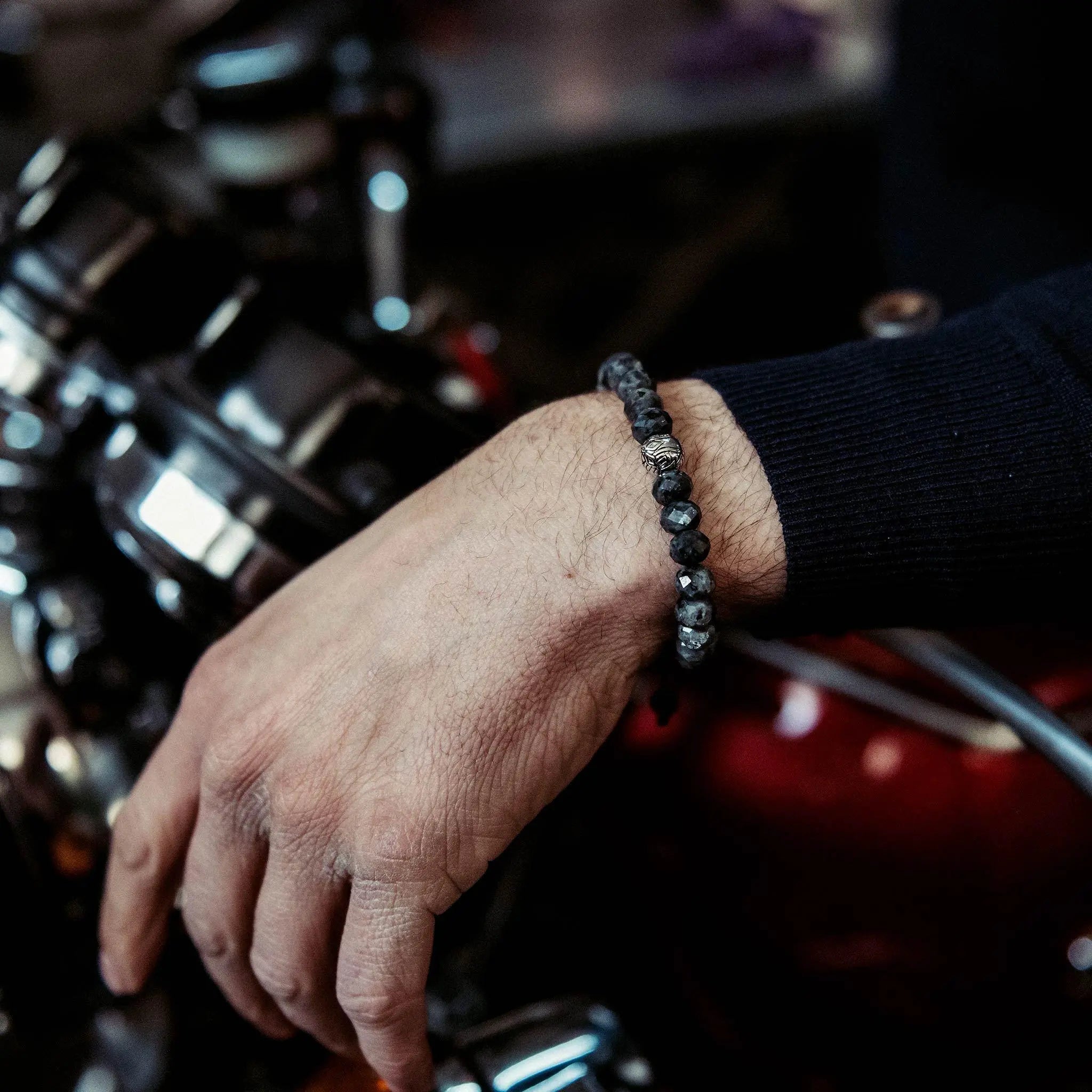 AWNL 瑞典珠寶 天然晶石 黑閃石 Space Code 男士手鍊 - AWNL Taiwan