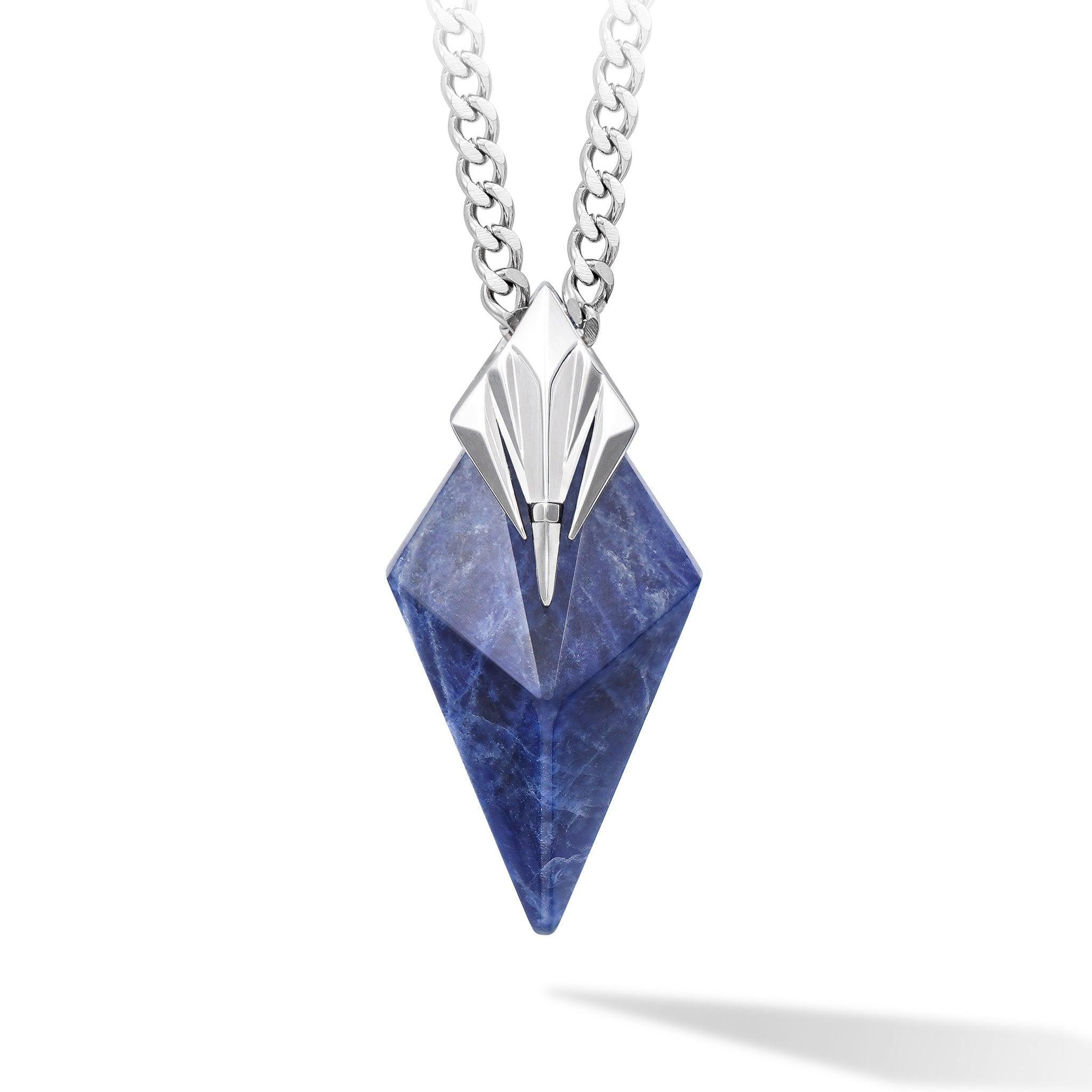 AWNL 瑞典珠寶 天然晶石 藍紋石 海神波塞頓 男士項鍊- AWNL Taiwan